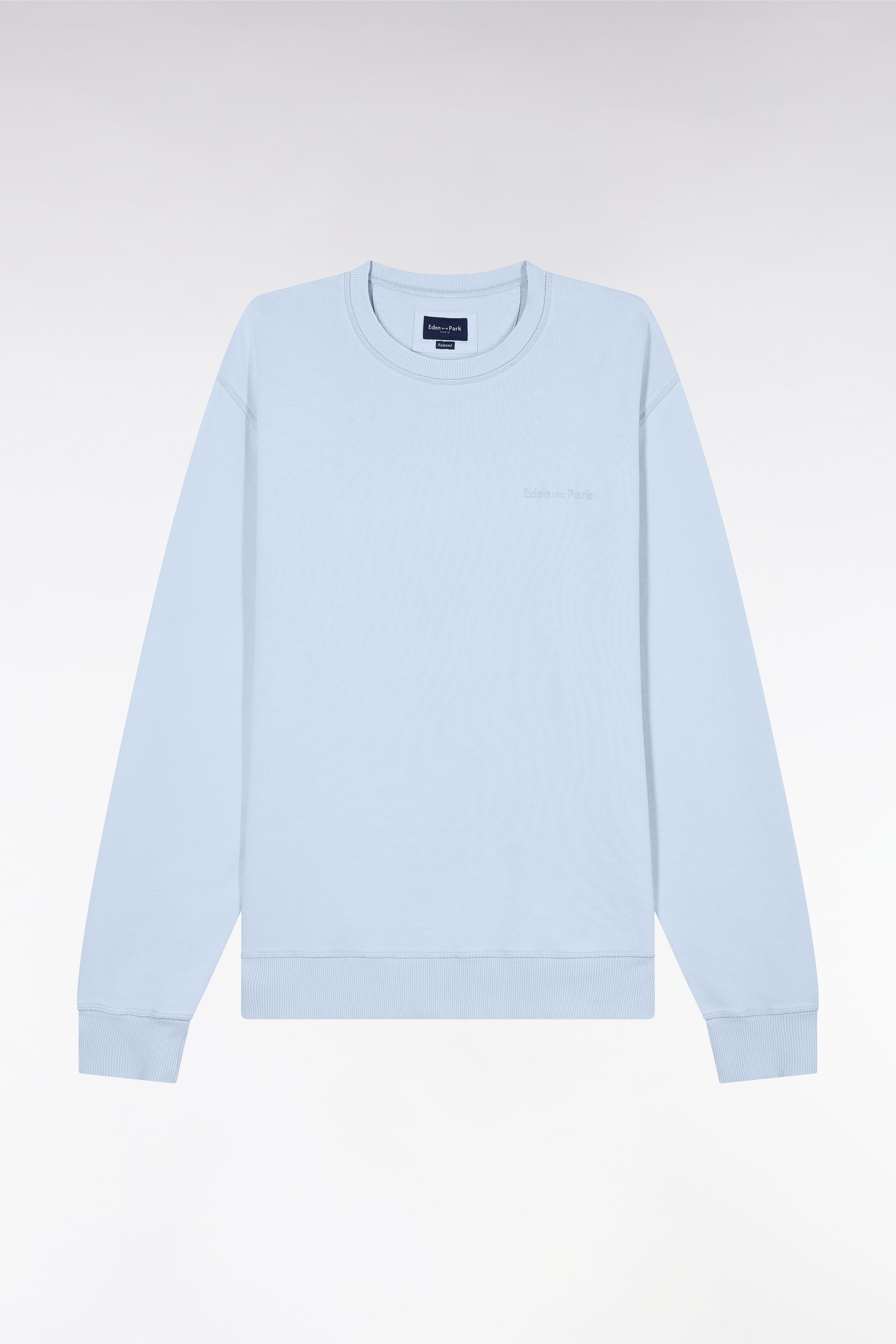 Sweatshirt surteint à col rond en molleton coton ciel coupe décontractée