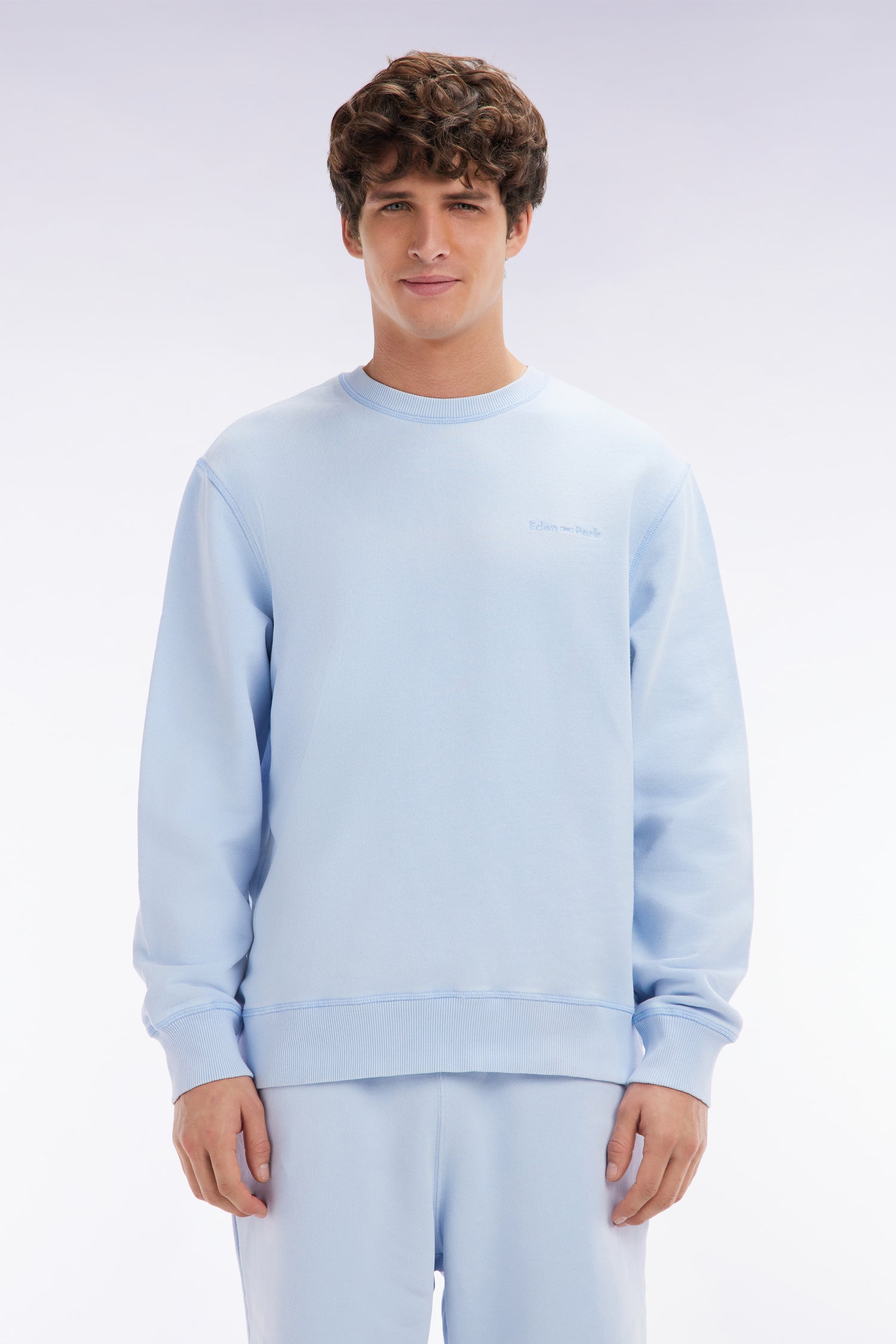 felpa surteint con girocollo in felpa cotone azzurro cielo vestibilità rilassata