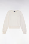 Relaxed-fit short beige cotton sweatshirt