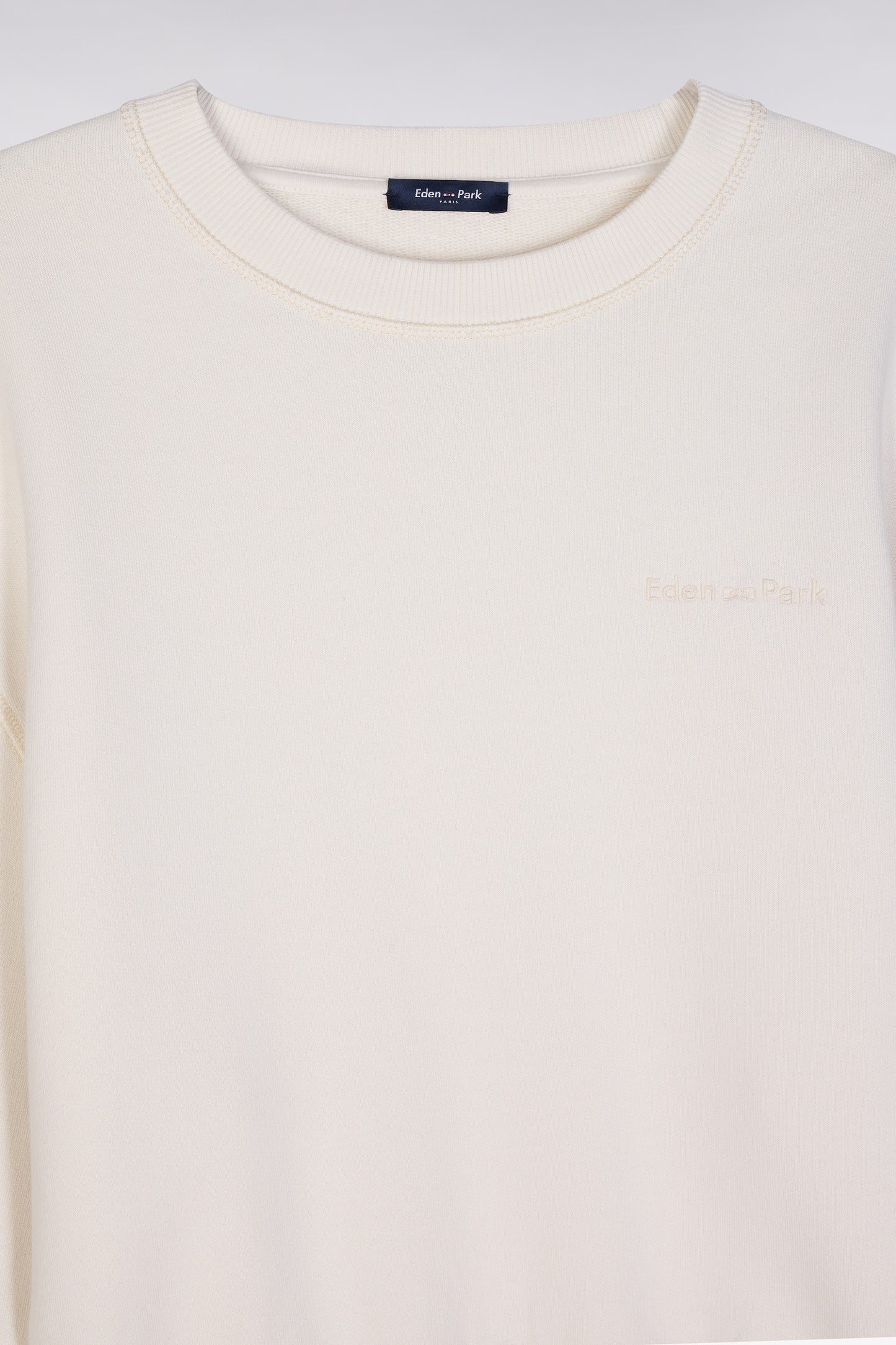 Relaxed-fit short beige cotton sweatshirt