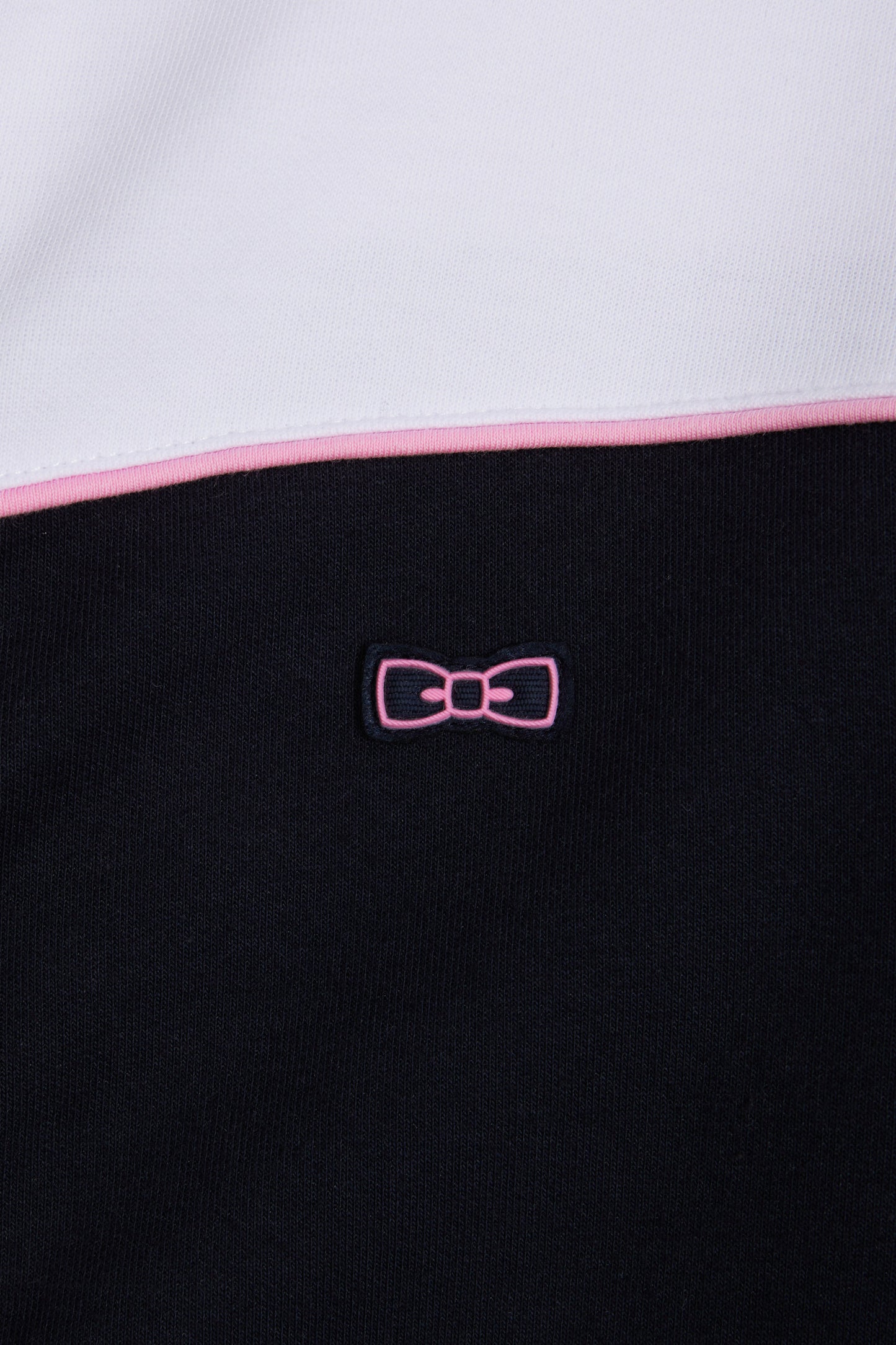 Straight-fit zip-up hooded sweatshirt in navy and white cotton