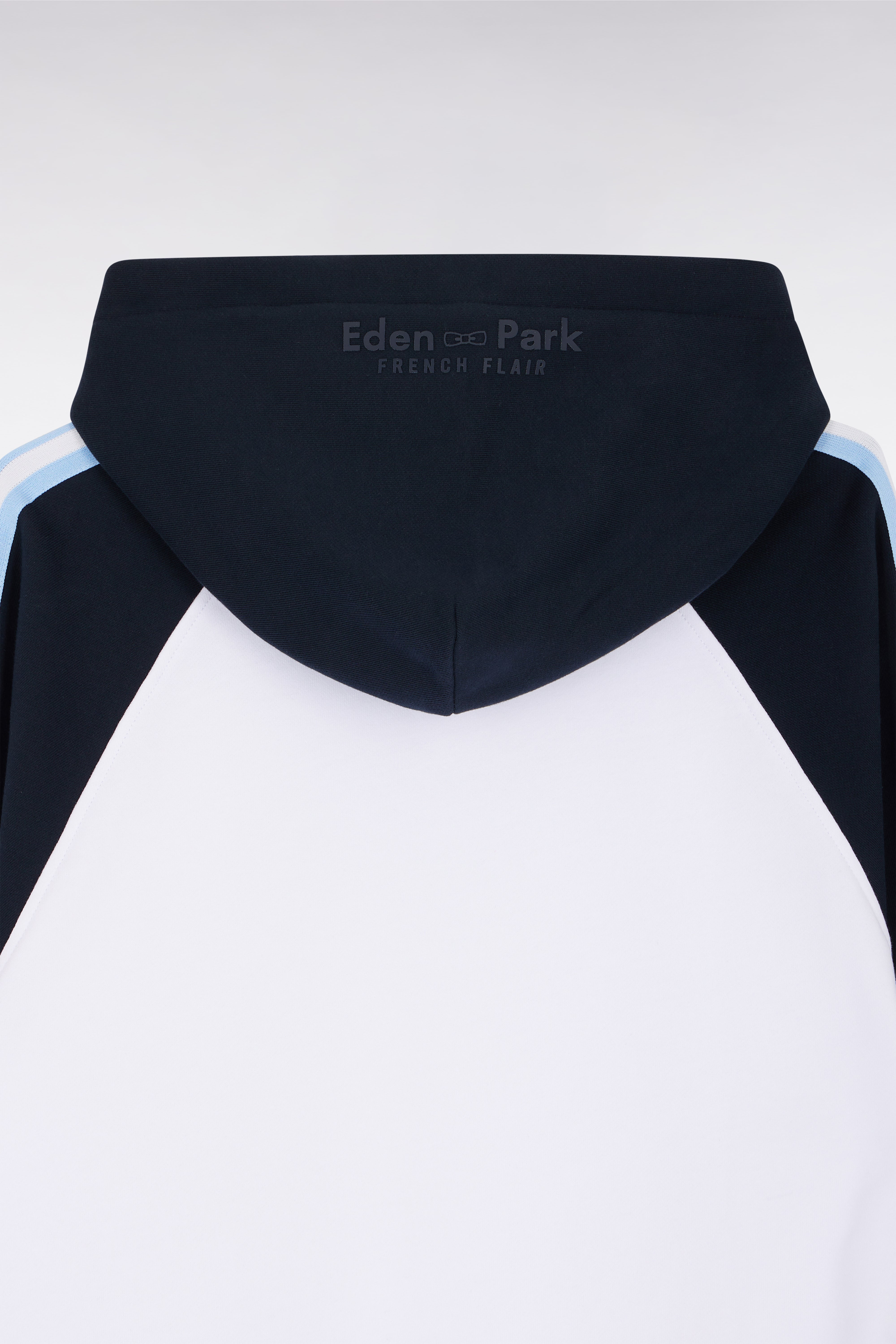 Sweatshirt à capuche en coton blanc et bleu coupe décontractée