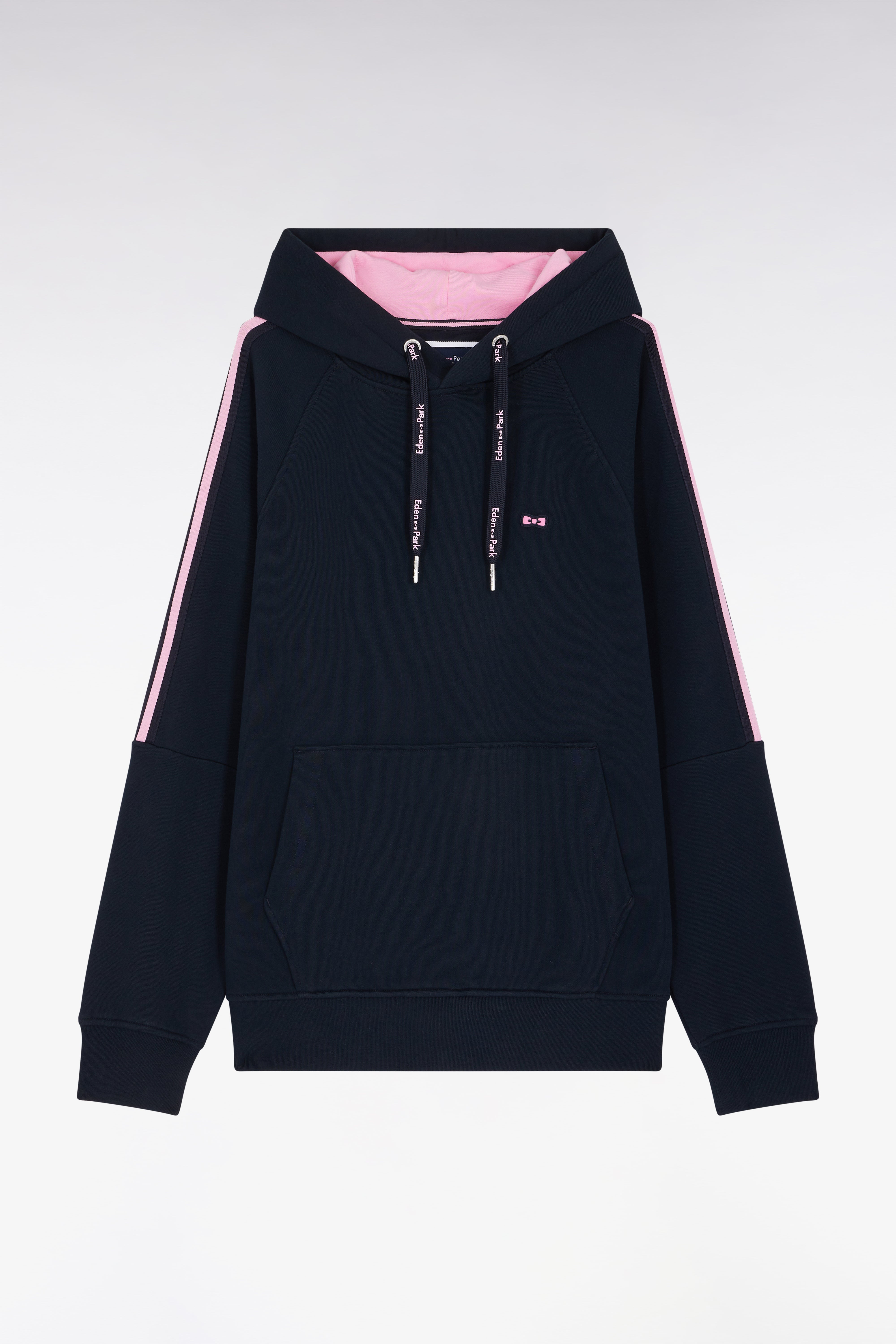 Sweatshirt à capuche en coton marine et rose coupe décontractée