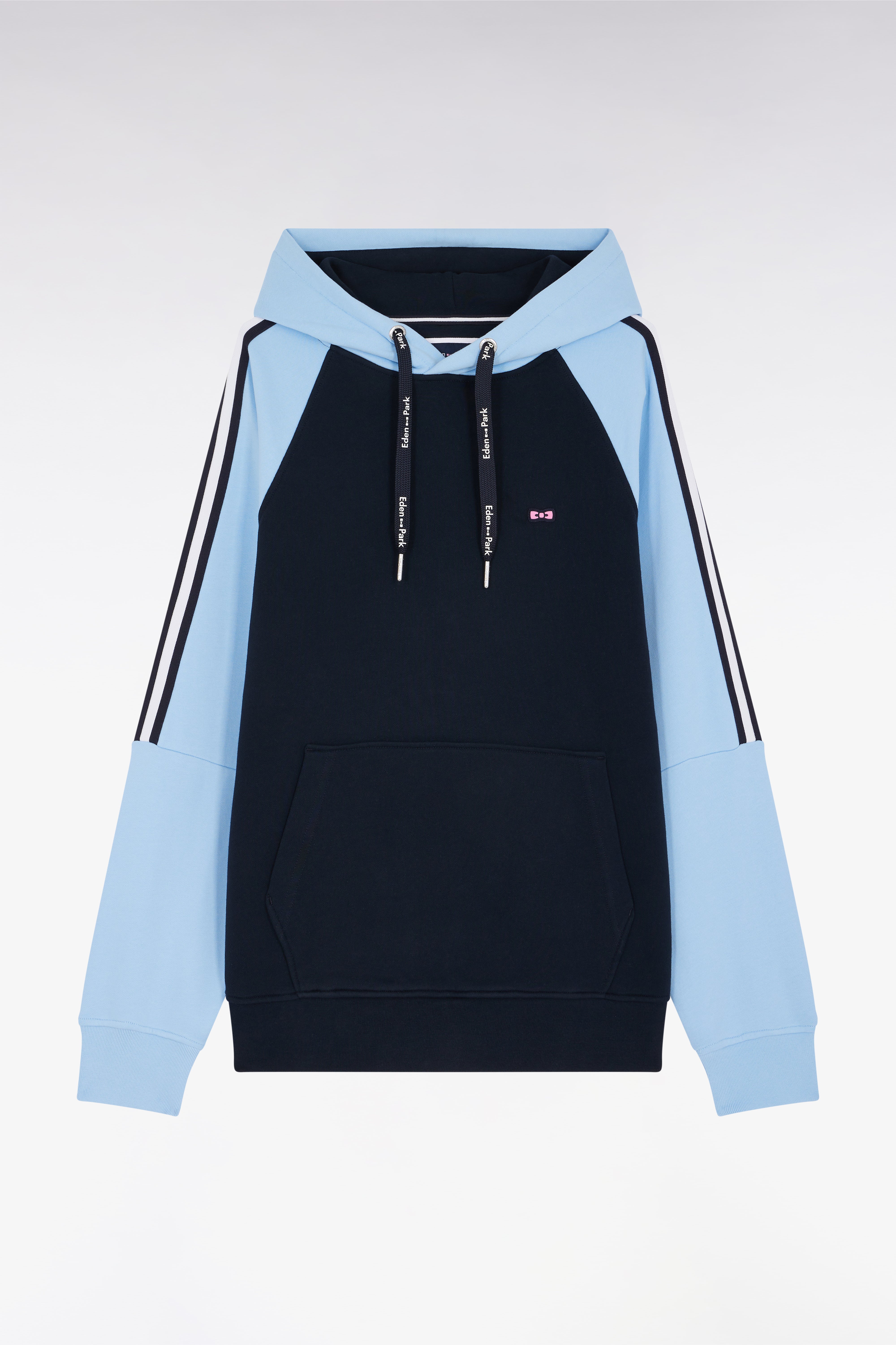 Sweatshirt à capuche en coton marine et ciel coupe décontractée