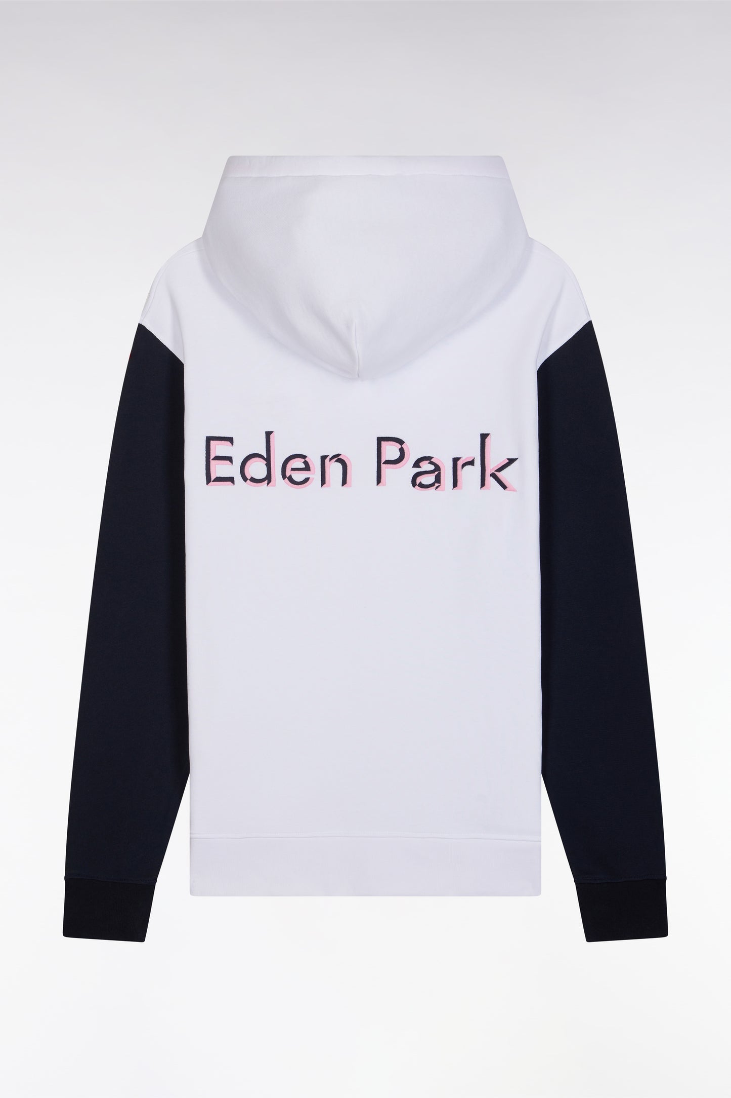 Relaxed-fit white cotton hoodie with two-tone back embroidery
