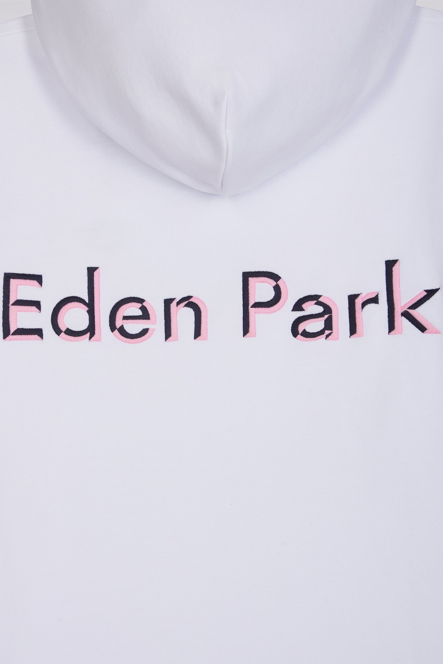 Relaxed-fit white cotton hoodie with two-tone back embroidery