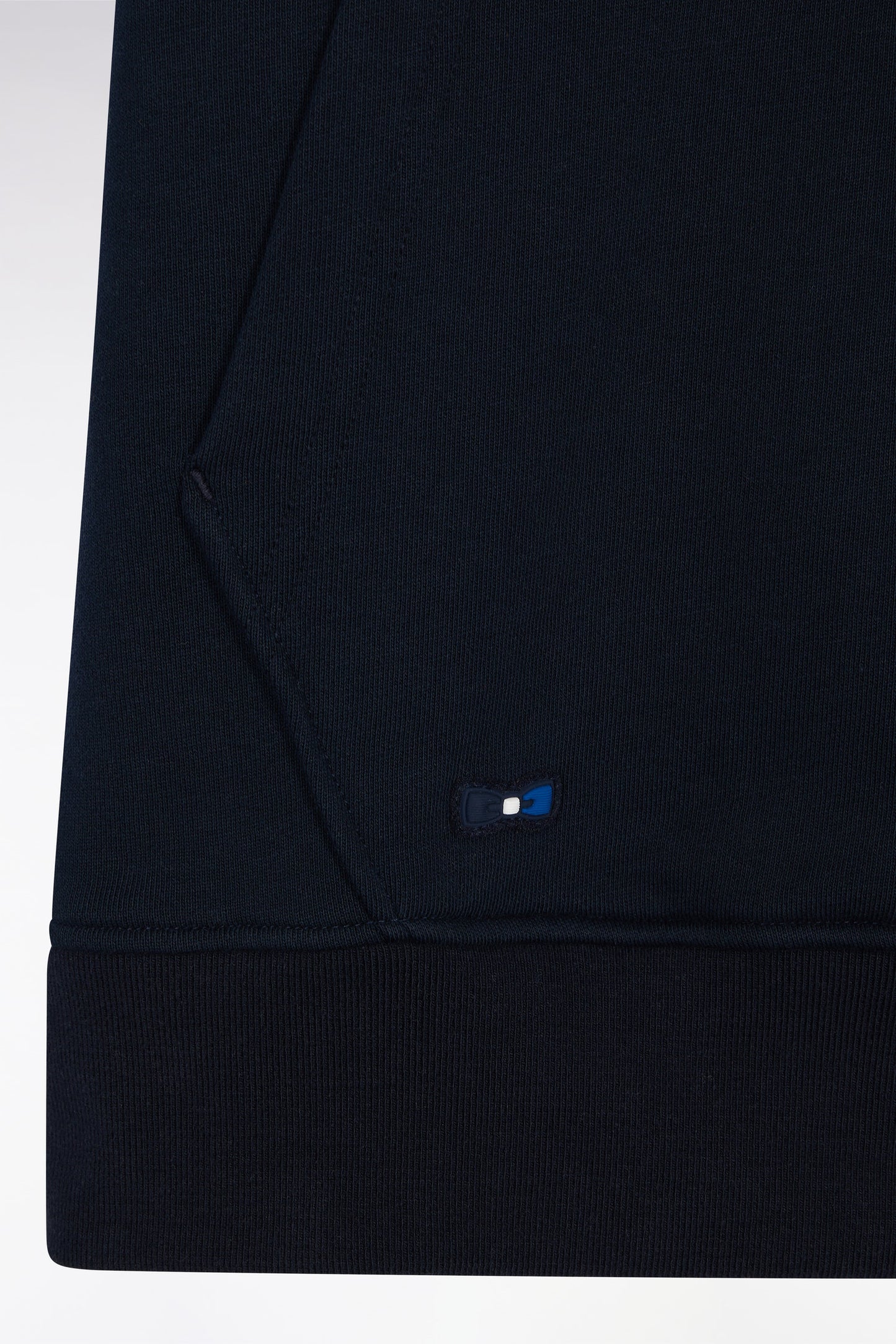 Relaxed-fit blue tricolor cotton fleece hoodie