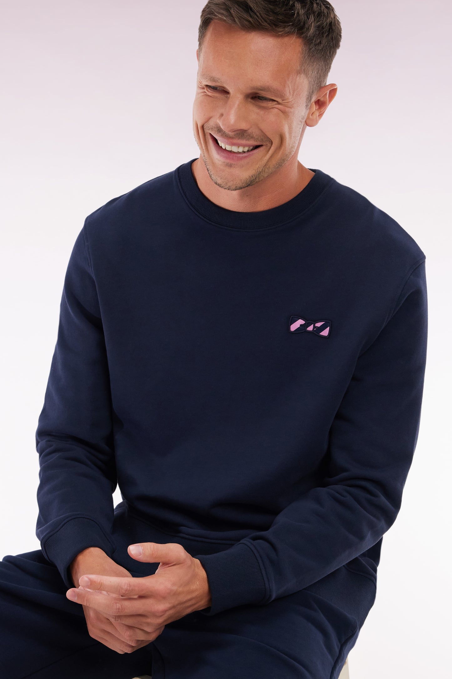 Navy cotton fleece crewneck sweatshirt