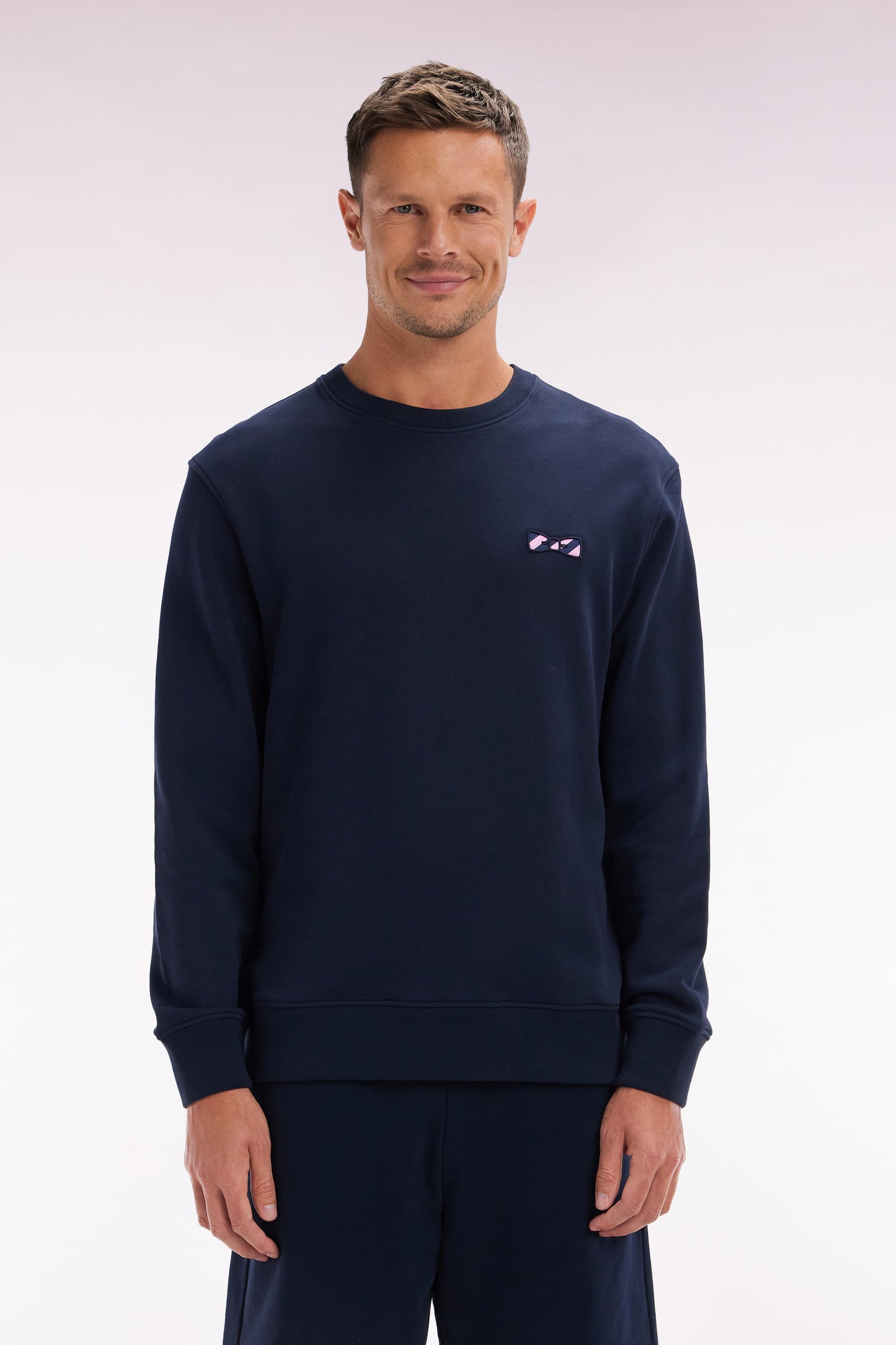 Navy cotton fleece crewneck sweatshirt