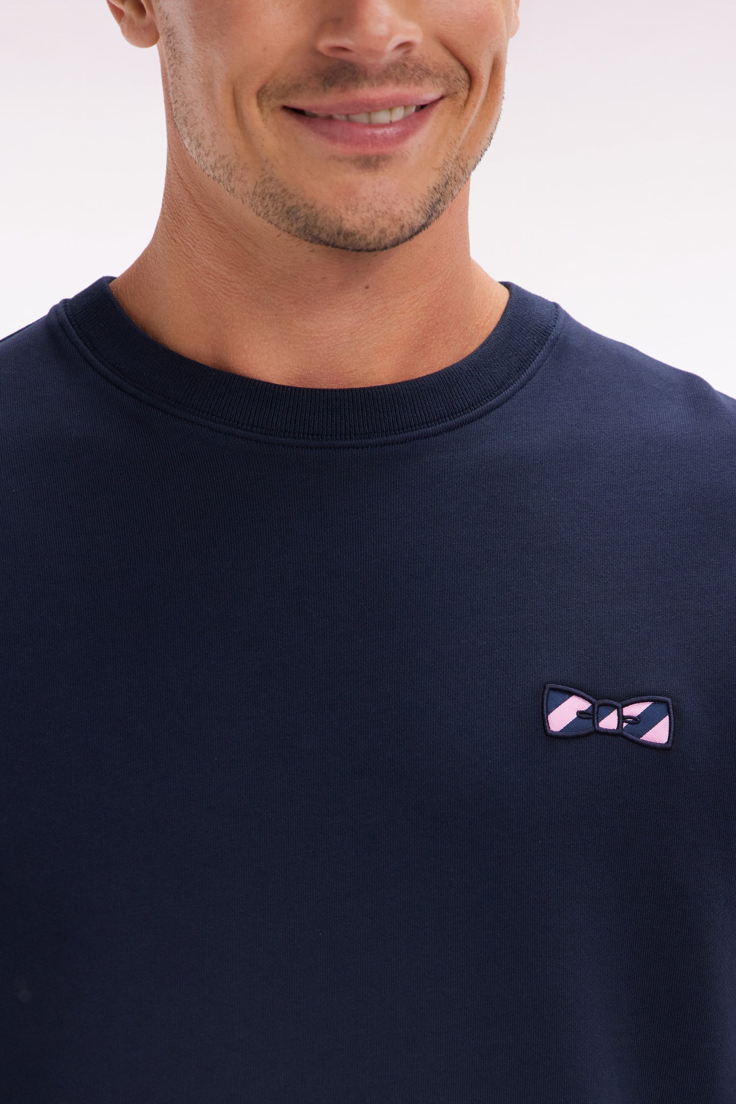 Navy cotton fleece crewneck sweatshirt