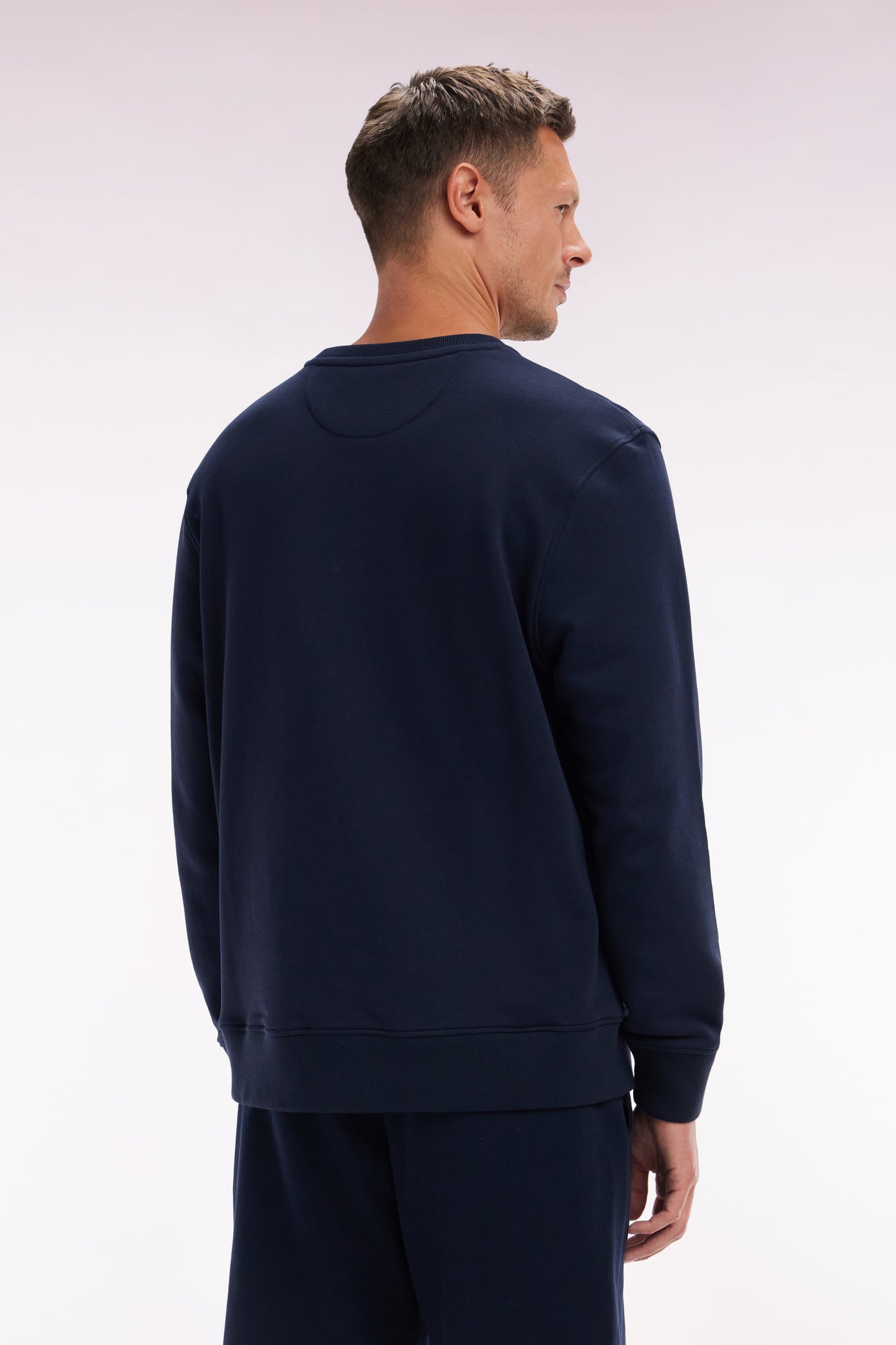 Navy cotton fleece crewneck sweatshirt