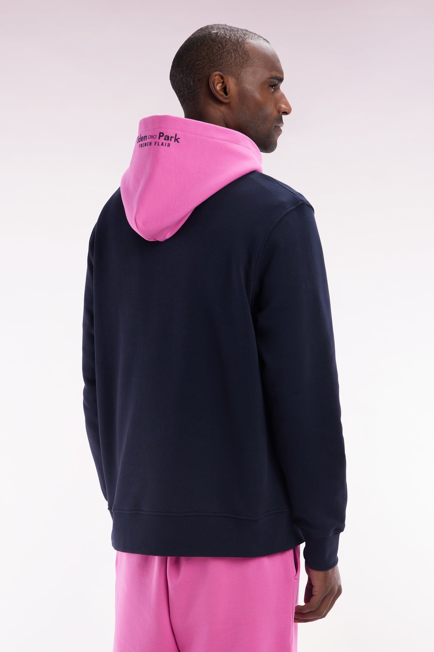 Relaxed-fit two-tone pink cotton fleece sweatshirt