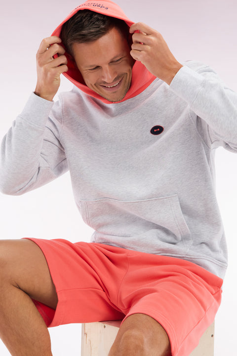 Relaxed-fit two-tone coral cotton fleece sweatshirt - Image 3