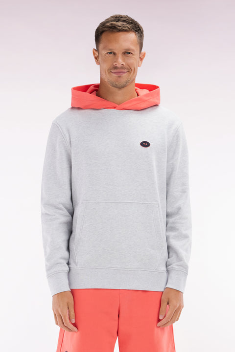 Relaxed-fit two-tone coral cotton fleece sweatshirt - Image 1