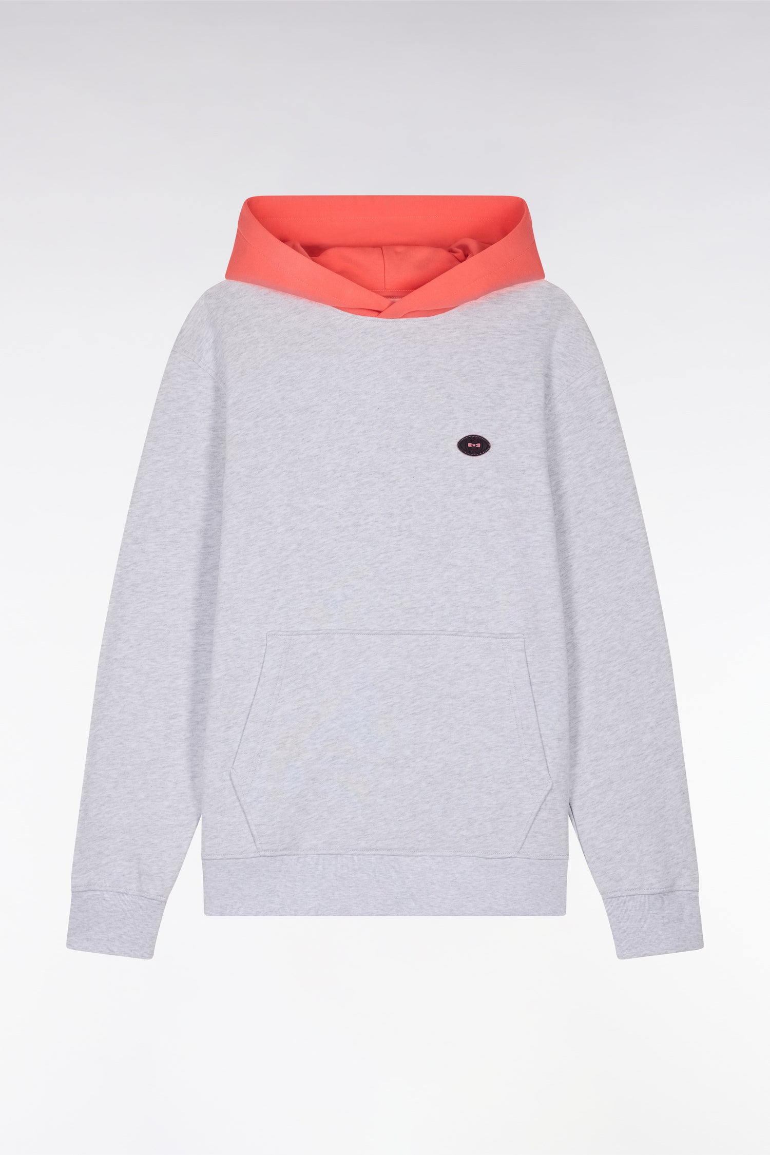 Sweatshirt en molleton coton bicolore corail coupe décontractée