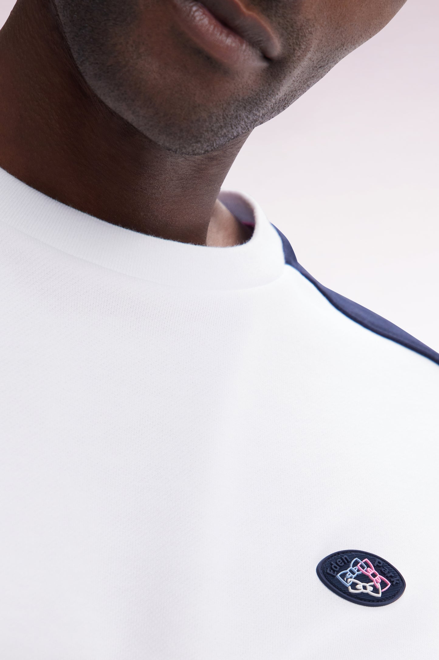 Straight-fit white cotton fleece tricolor sweatshirt