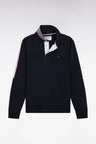 Straight-fit navy XV de France cotton sweatshirt with rugby shirt collar