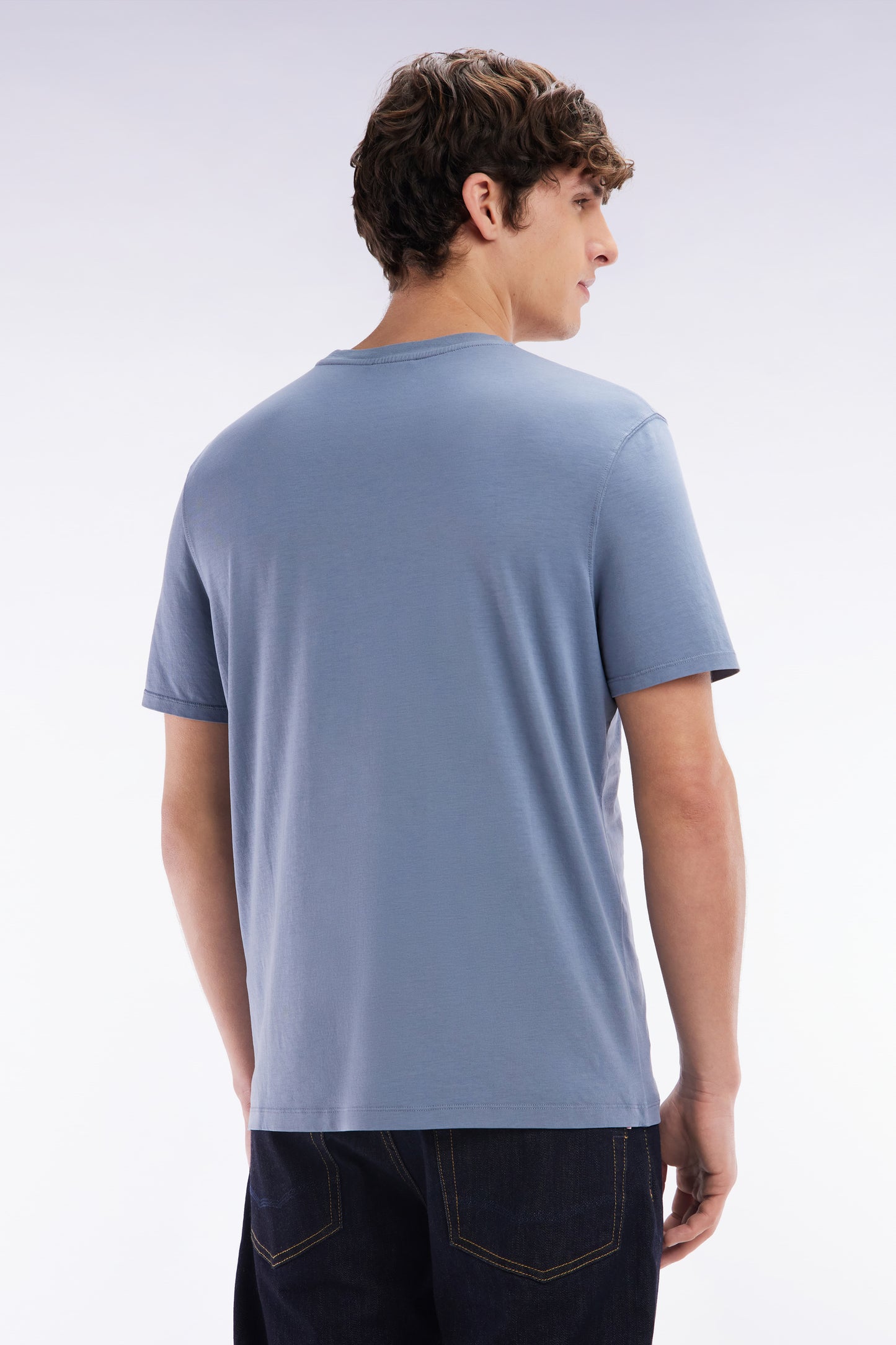 Straight-fit grey short-sleeved T-shirt