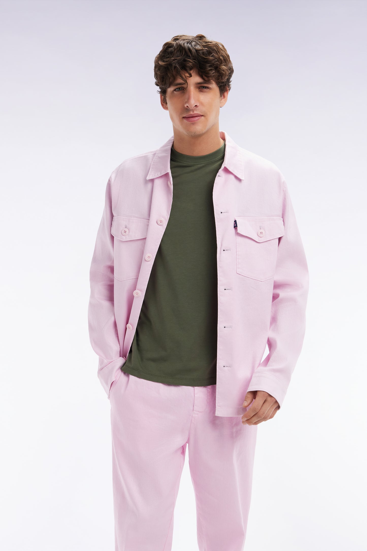 Straight-fit khaki short-sleeved T-shirt