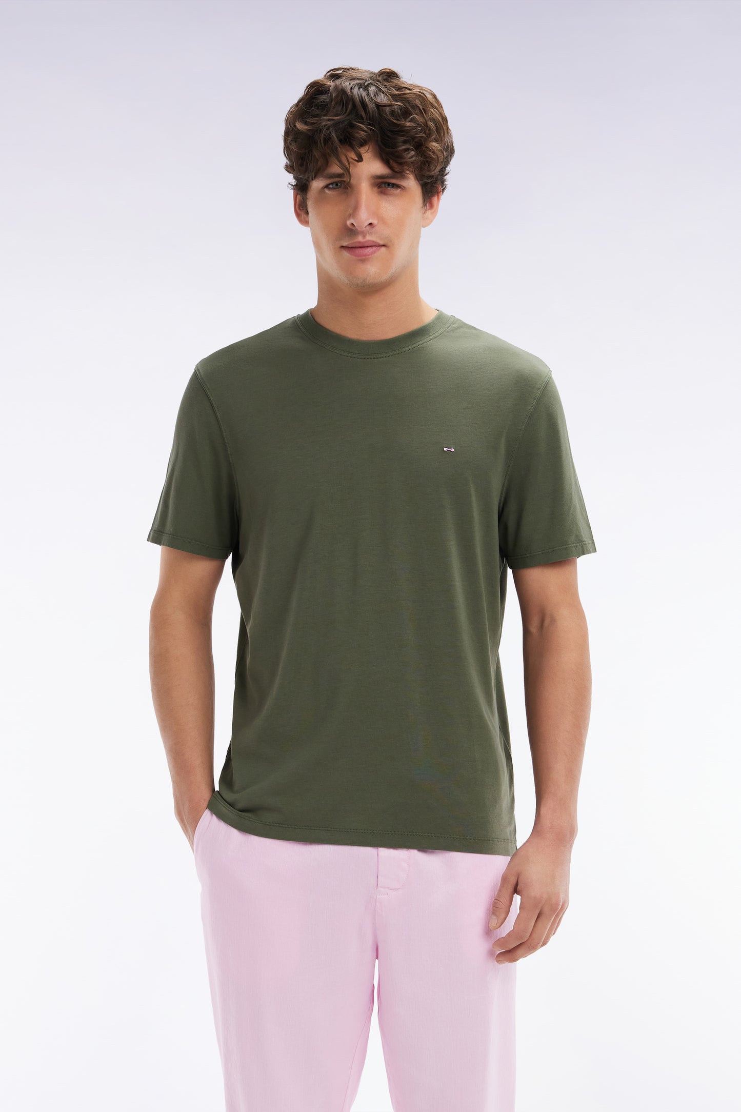 Straight-fit khaki short-sleeved T-shirt