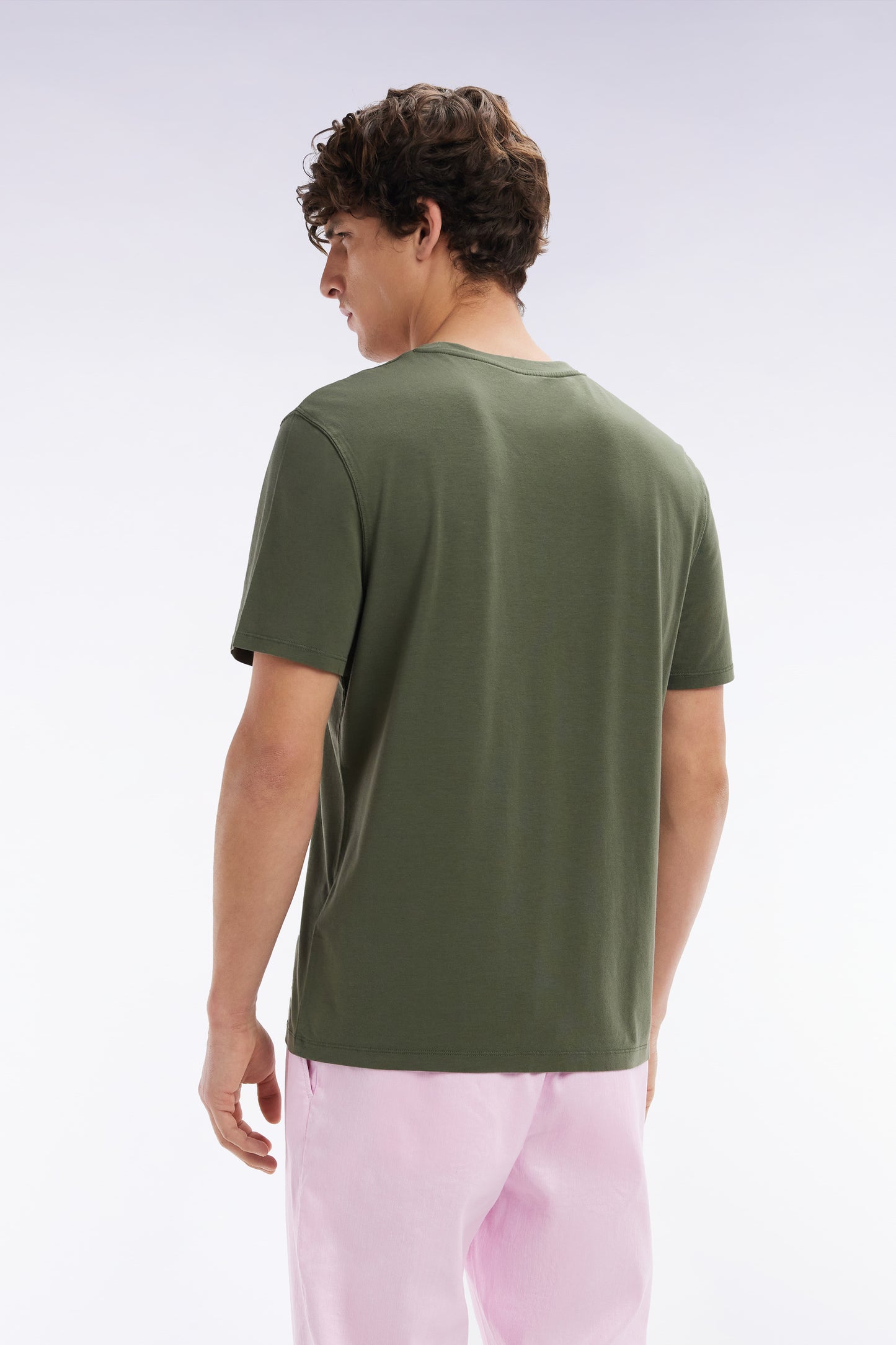 Straight-fit khaki short-sleeved T-shirt
