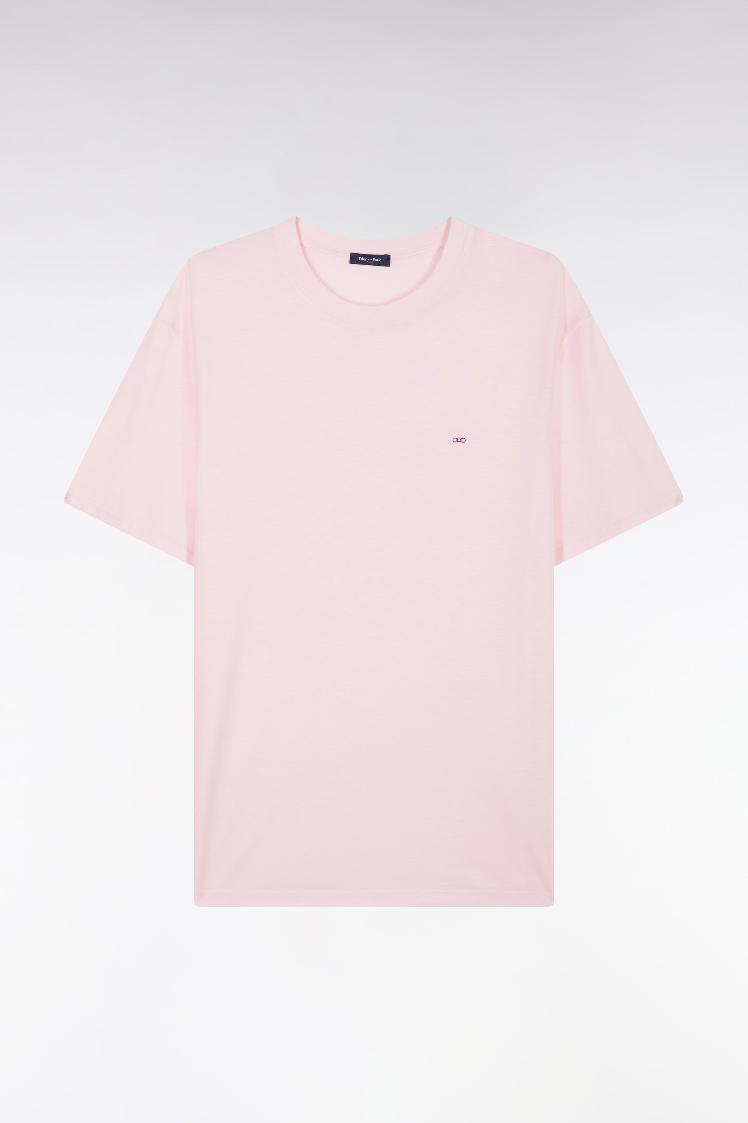 T-shirt rose uni en lyocell et coton coupe droite