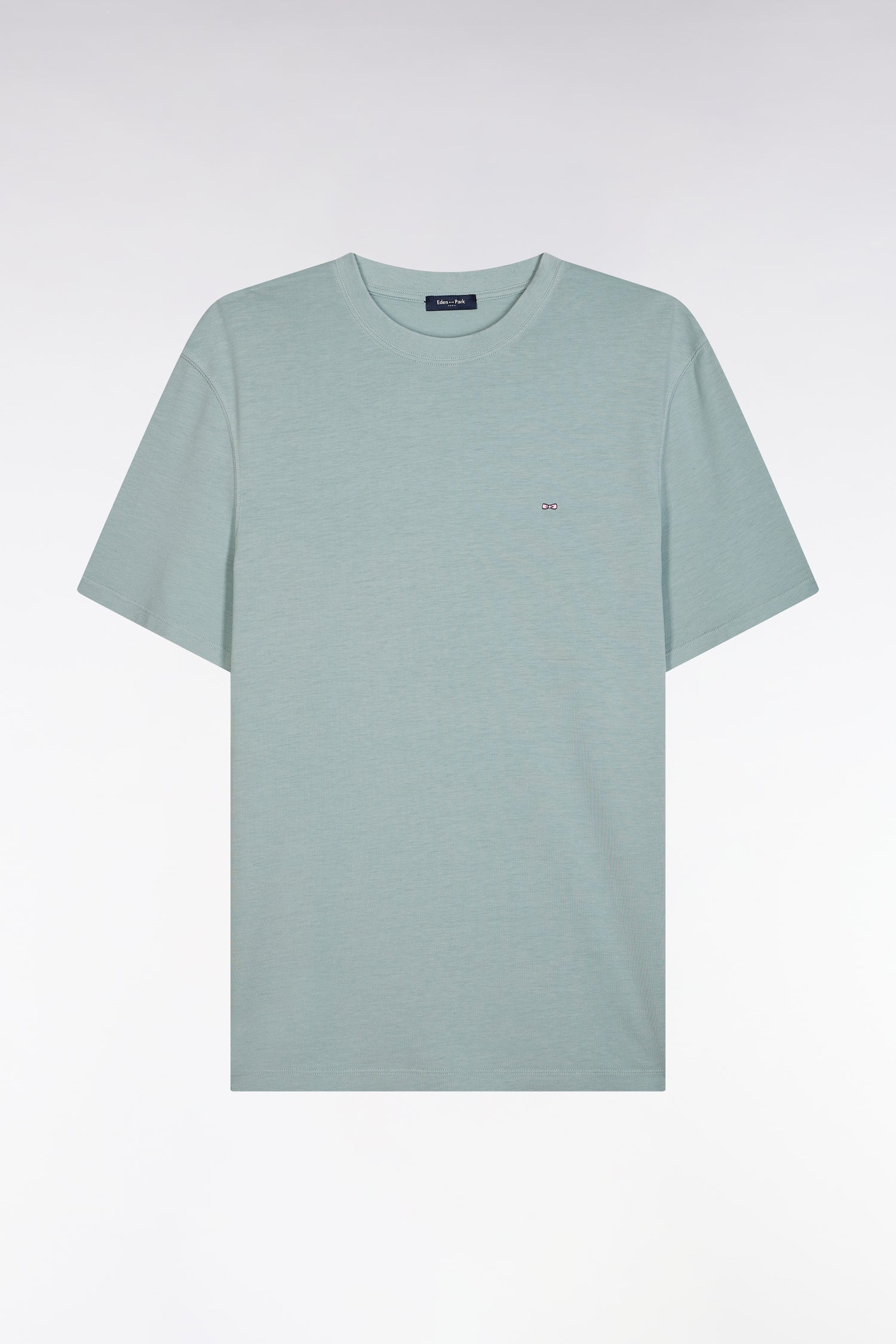 T-Shirt Grün unifarben aus Lyocell und Baumwolle gerade Passform