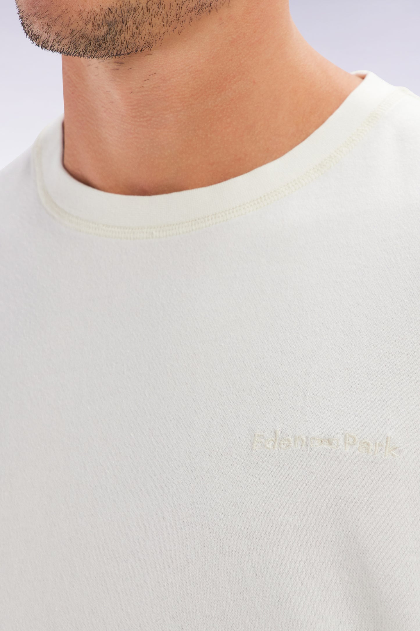 Relaxed-fit beige overdyed cotton T-shirt