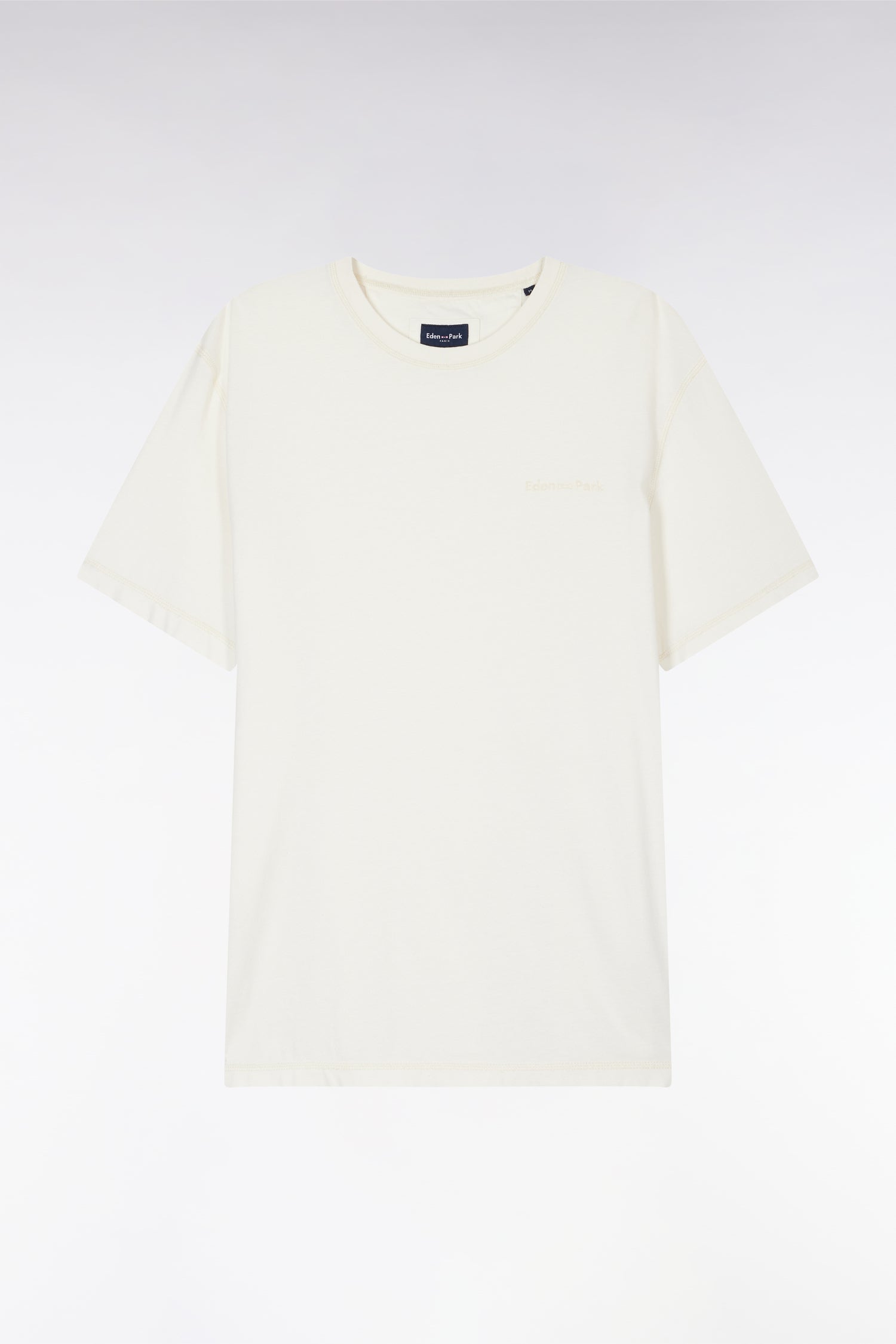 T-shirt en jersey de coton beige surteint coupe décontractée