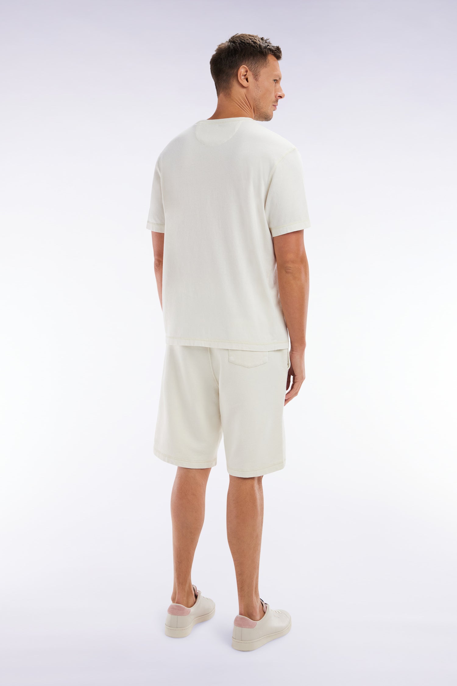 T-shirt en jersey de coton beige surteint coupe décontractée