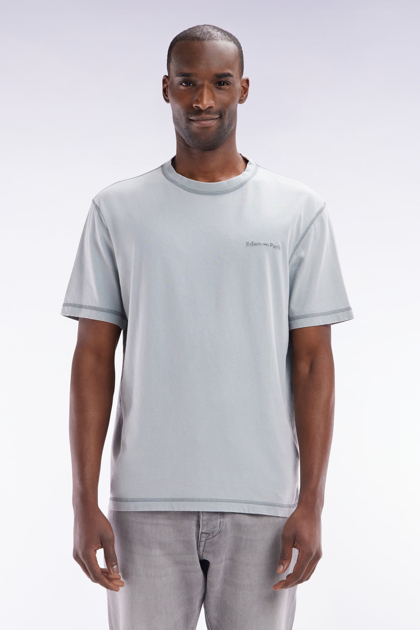 T-shirt en coton gris moyen surteint coupe décontractée