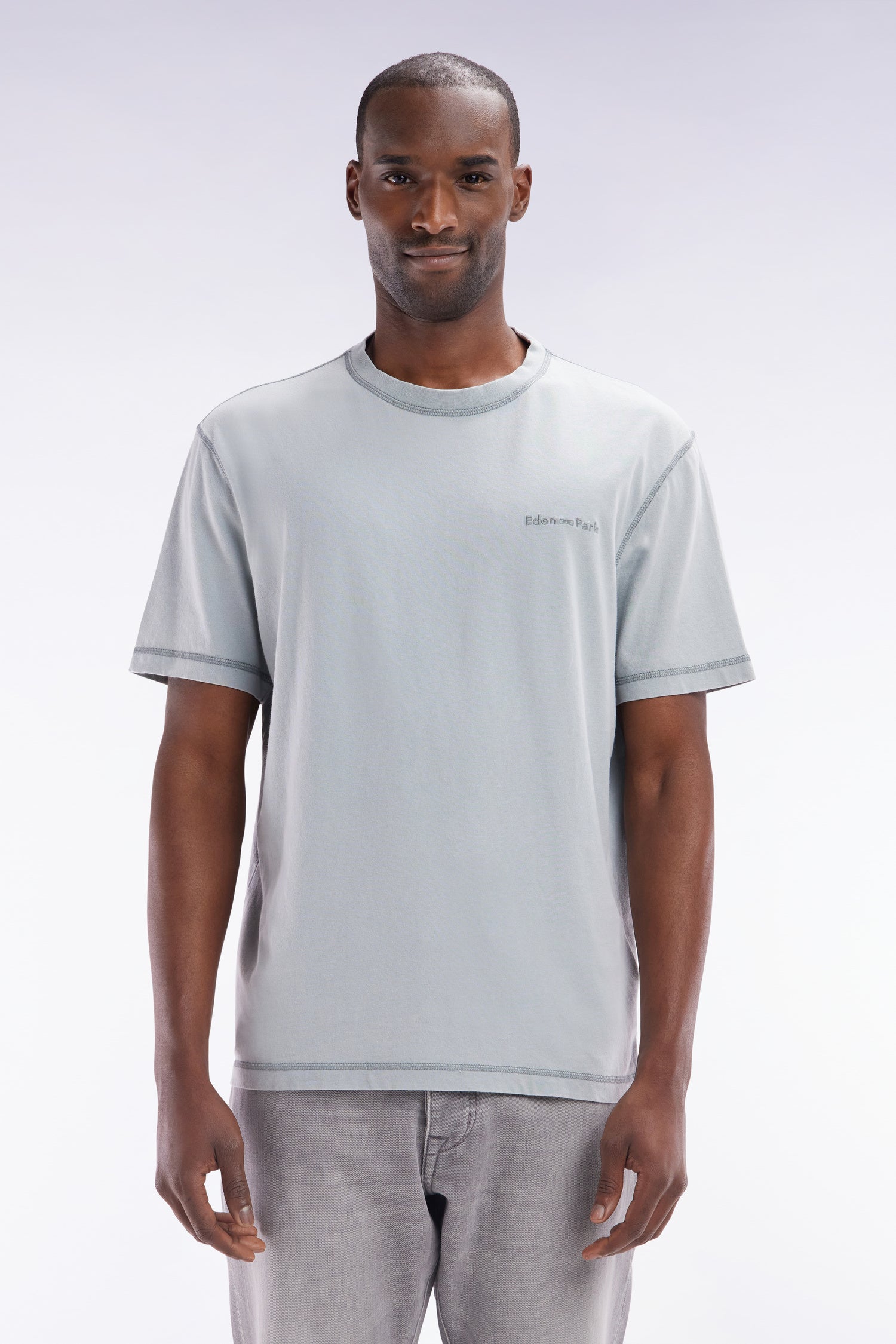 T-shirt en coton gris moyen surteint coupe décontractée