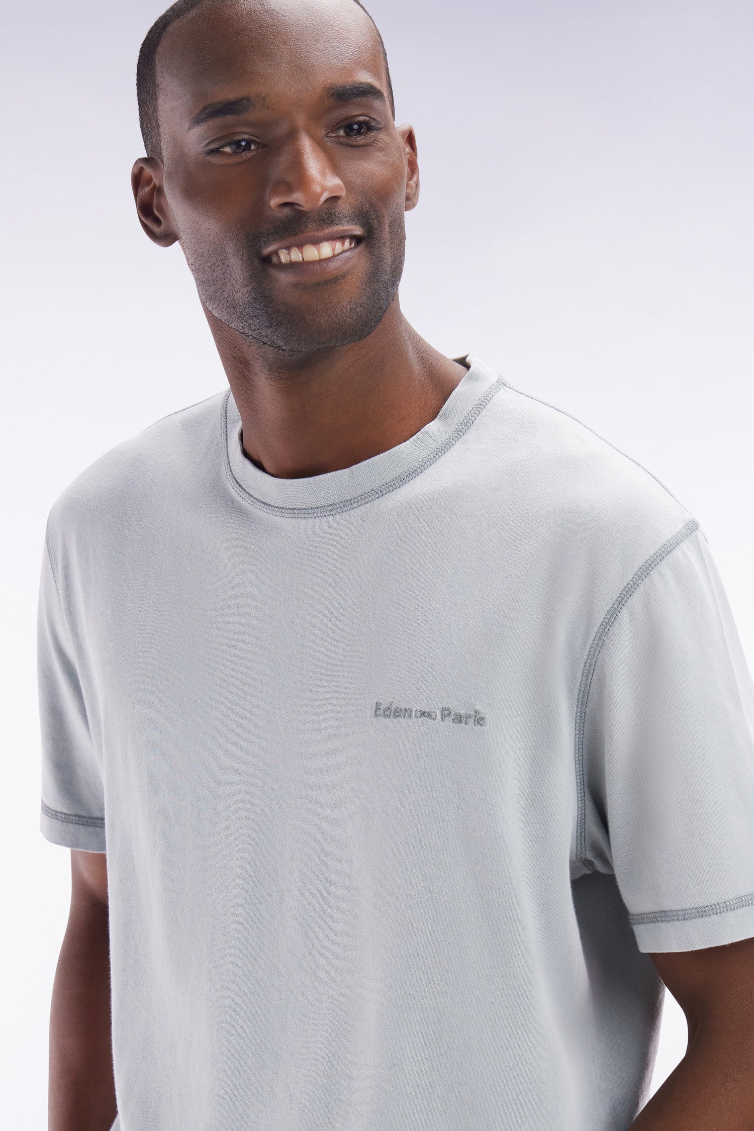 T-shirt en coton gris moyen surteint coupe décontractée