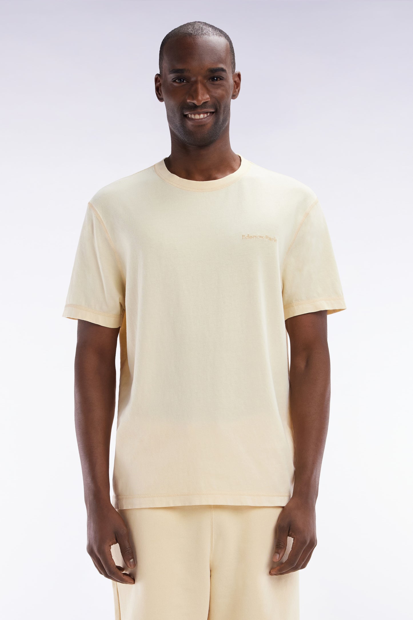 T-shirt en jersey de coton ocre surteint coupe décontractée