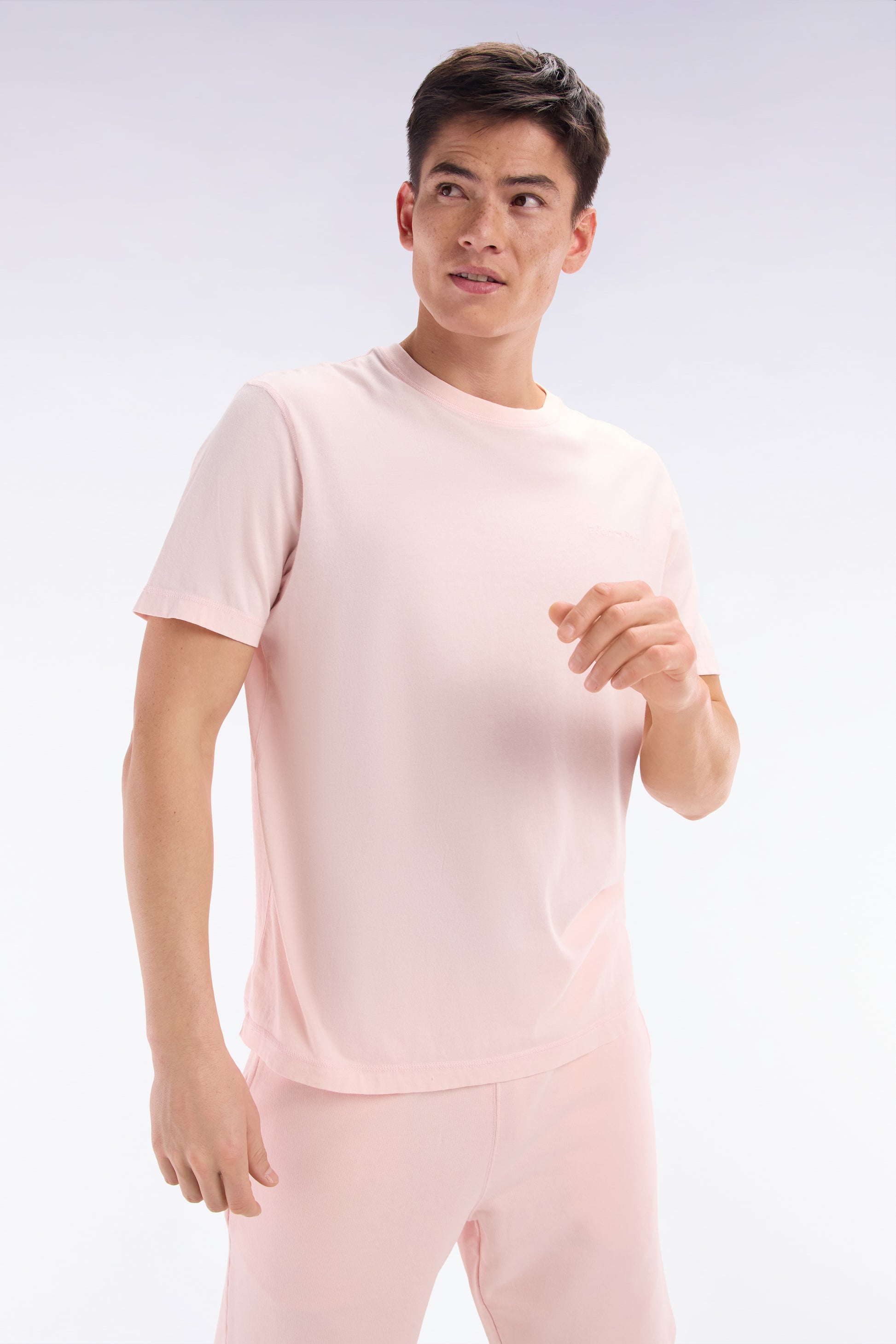 T-shirt en coton rose pâle surteint coupe décontractée