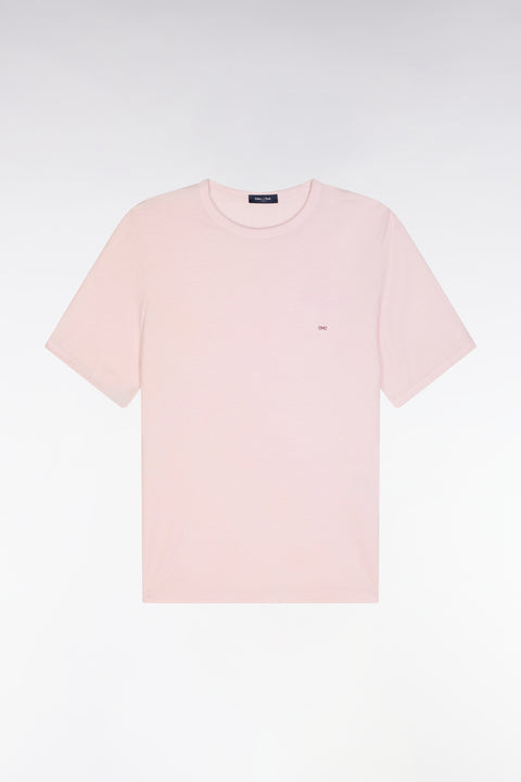 T-shirt uni rose pâle en lyocell et coton coupe droite - Image 2