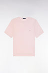 T-shirt uni rose pâle en lyocell et coton coupe droite