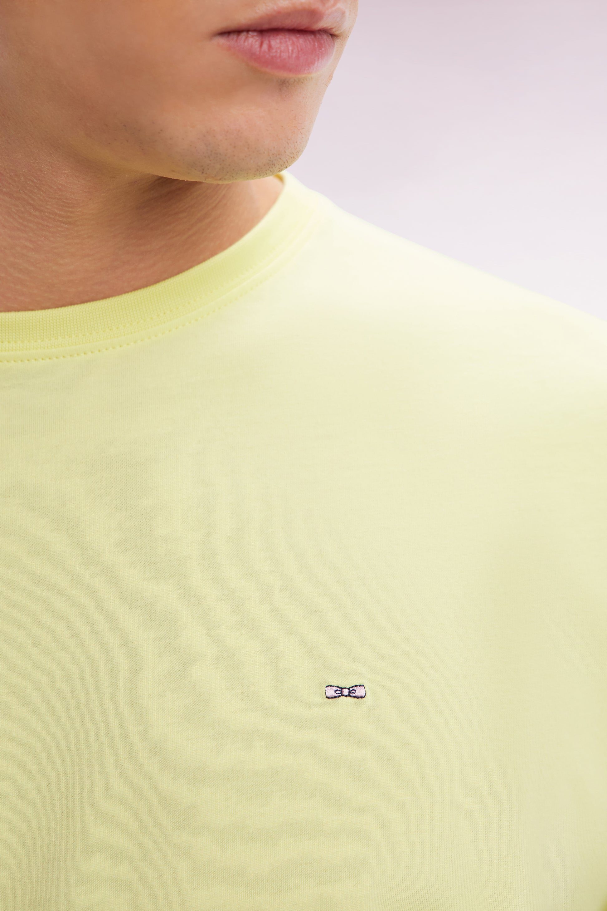 T-shirt en coton Pima jaune coupe droite