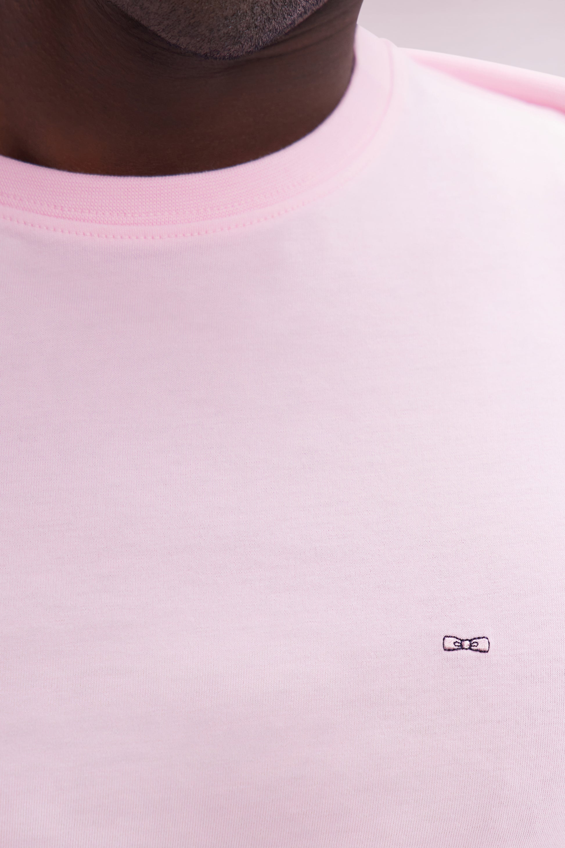 T-shirt en coton Pima rose coupe droite