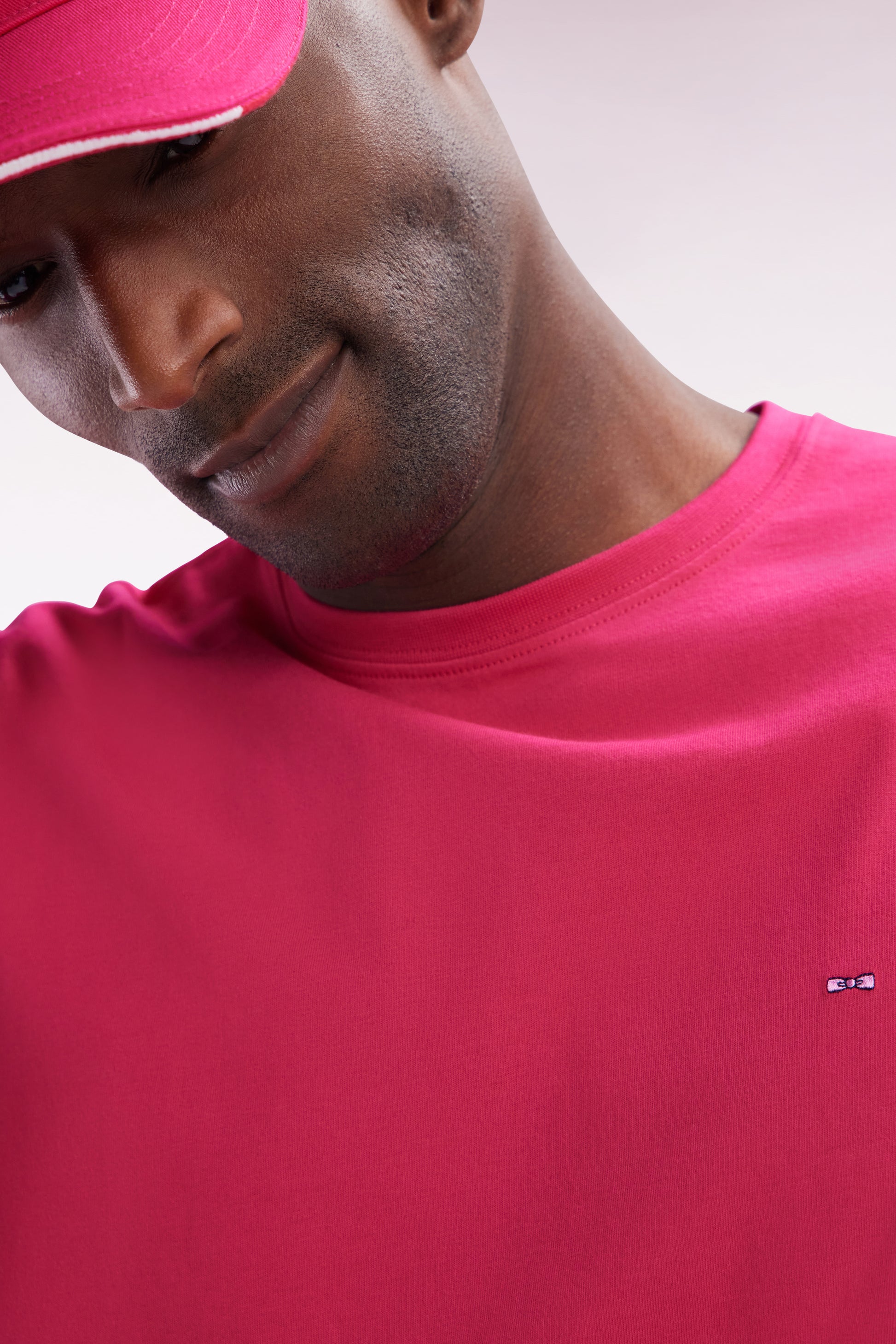 T-shirt en coton Pima fuchsia coupe droite