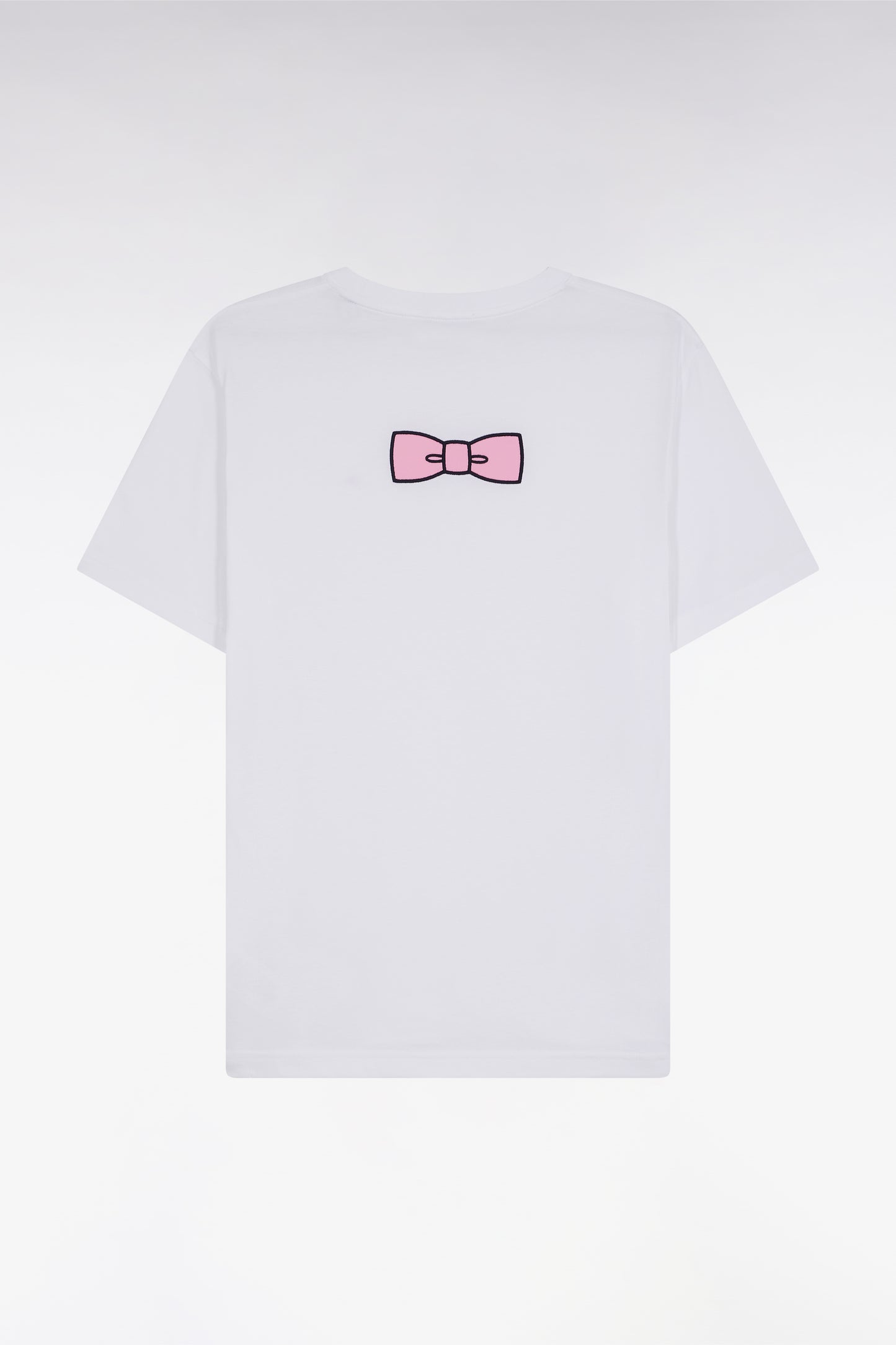 Straight-fit white Pima cotton T-shirt with back embroidery