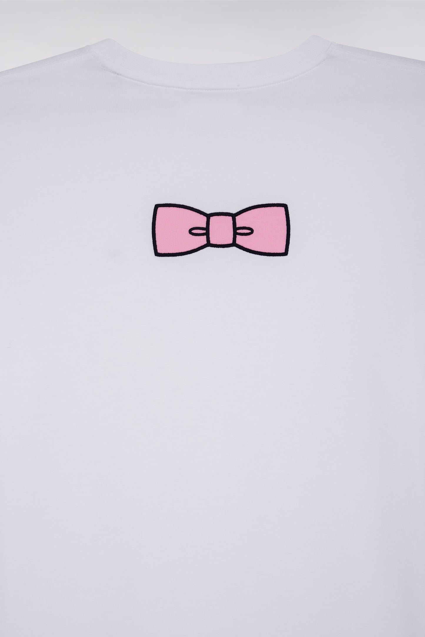 Straight-fit white Pima cotton T-shirt with back embroidery