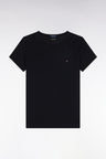 T-shirt à col rond en jersey de coton Pima léger noir coupe droite