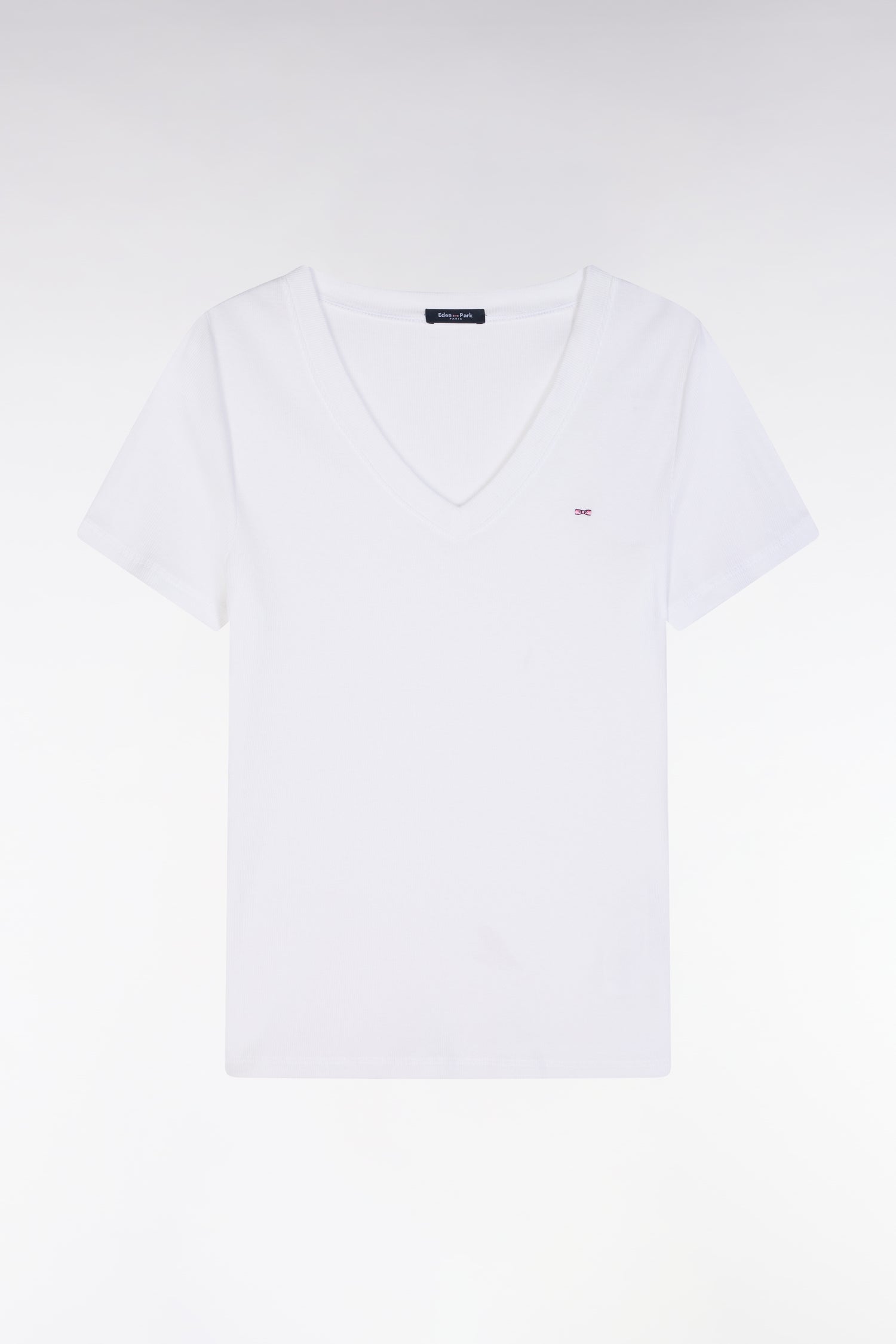 T-shirt en coton Pima côtelé blanc coupe ajustée