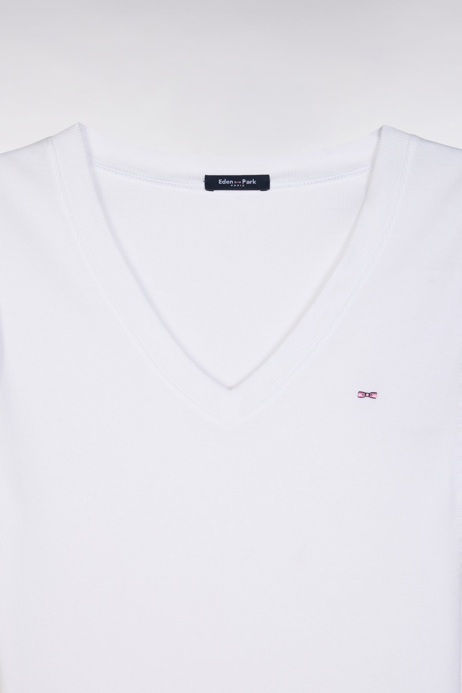 T-shirt en coton Pima côtelé blanc coupe ajustée