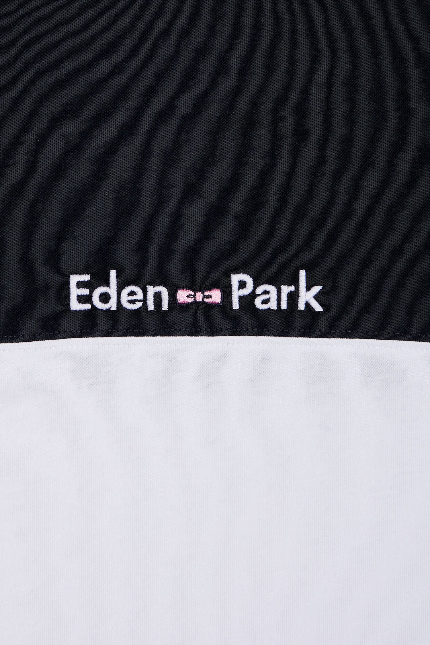 T-shirt brodé en coton bicolore blanc coupe droite