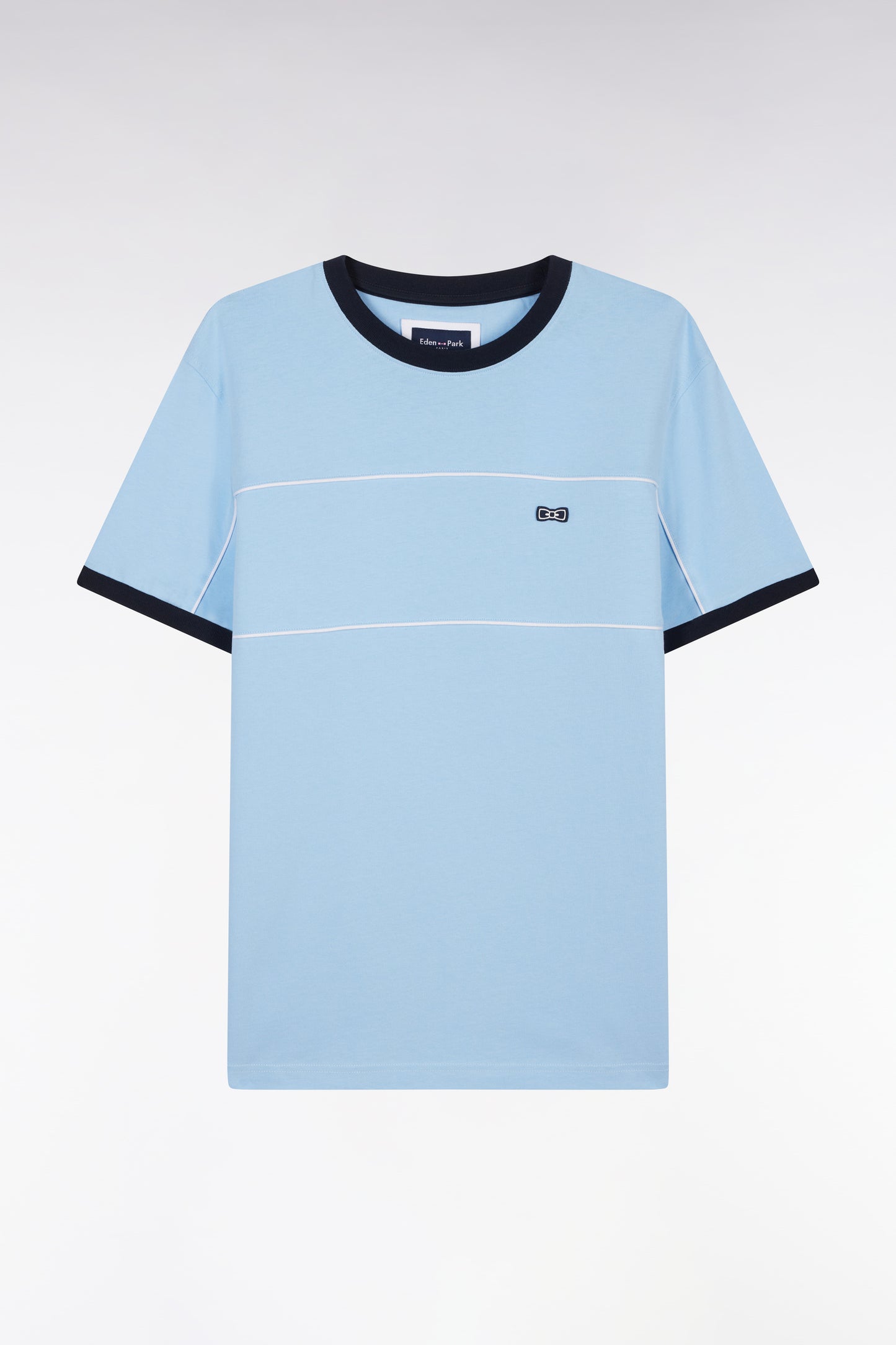 Straight-fit sky blue cotton jersey T-shirt with contrasting details