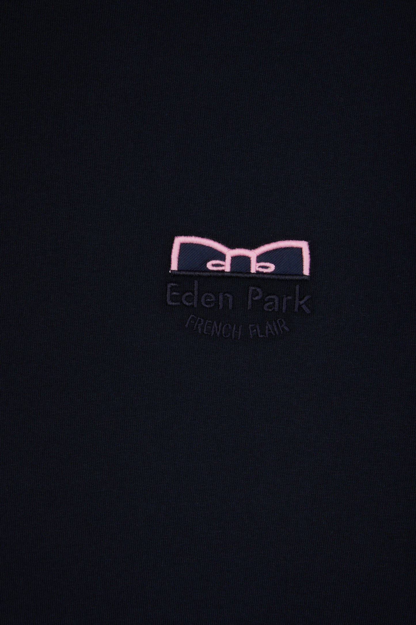 Straight-fit two-tone navy cotton T-shirt with Eden Park French Flair embroidery