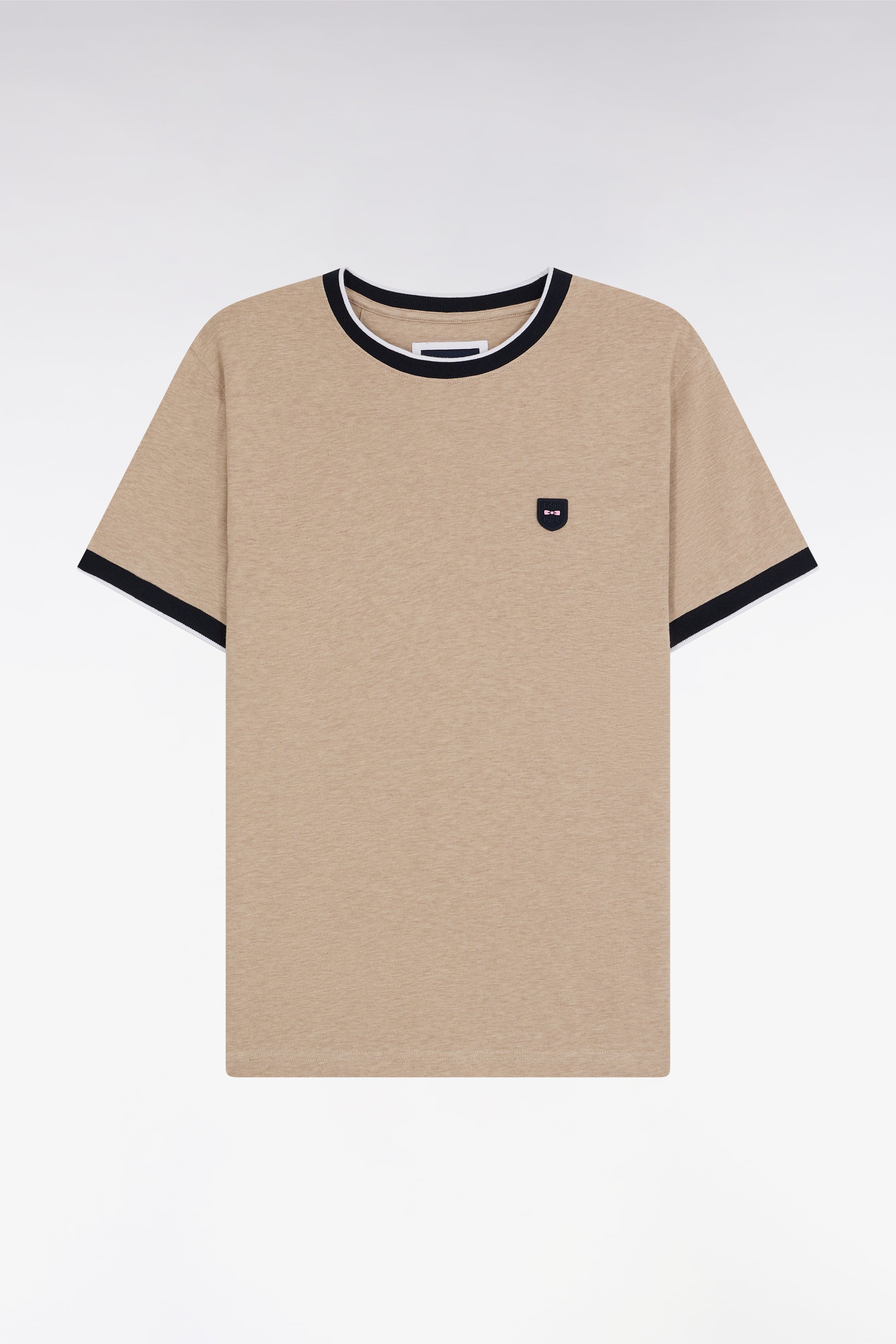 T-shirt en coton stretch beige coupe ajustée