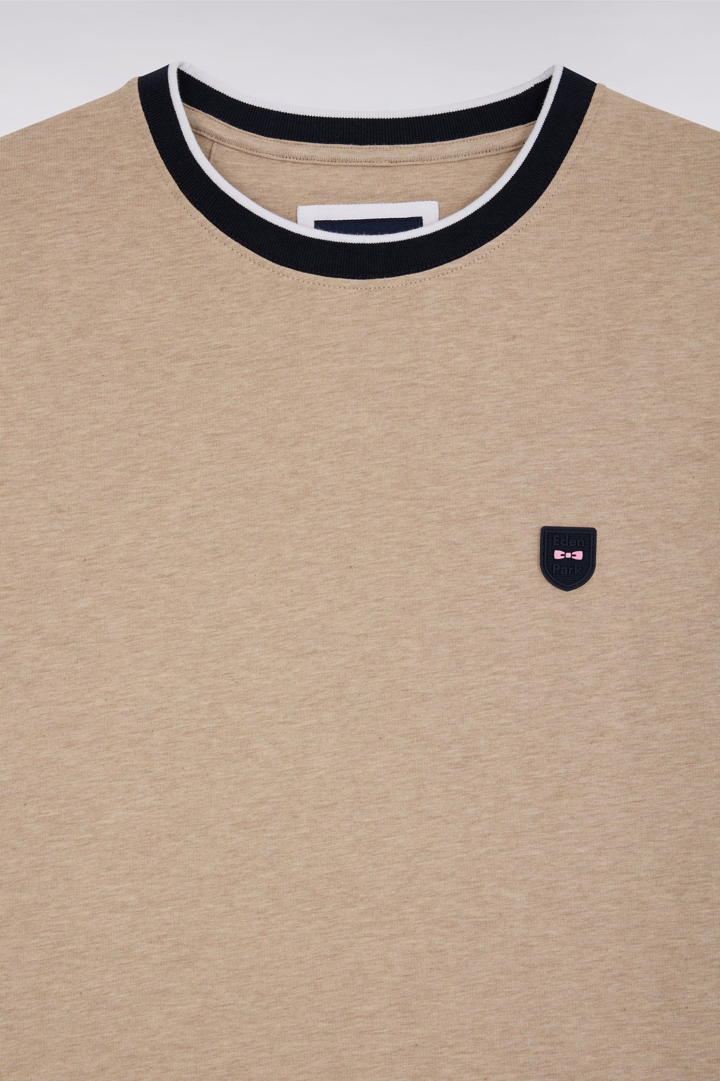 Slim-fit beige stretch cotton T-shirt